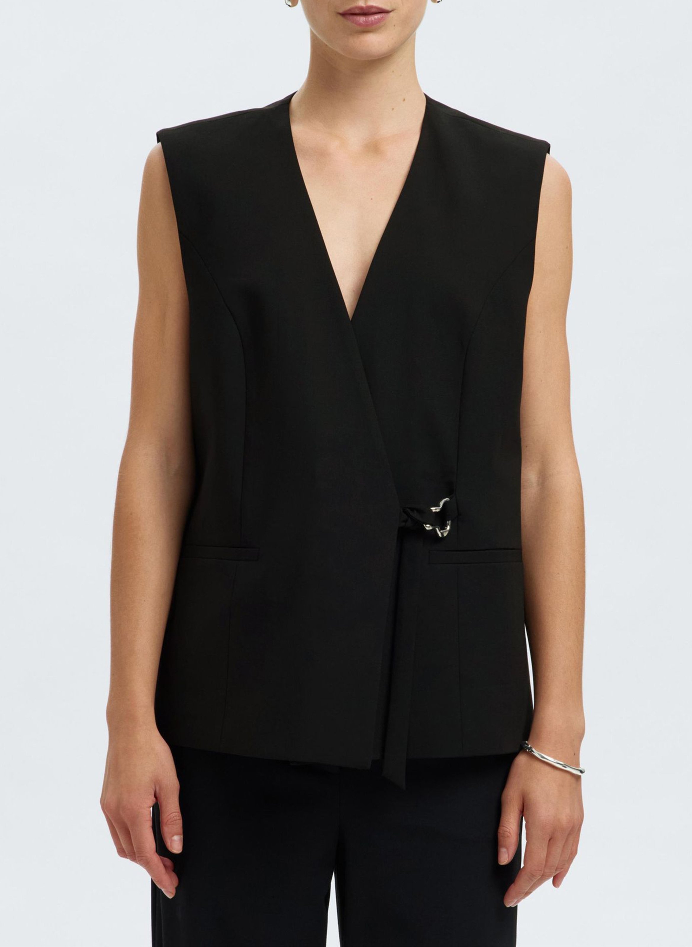 Veste de tailleur sans manches droite SELECTED Noir