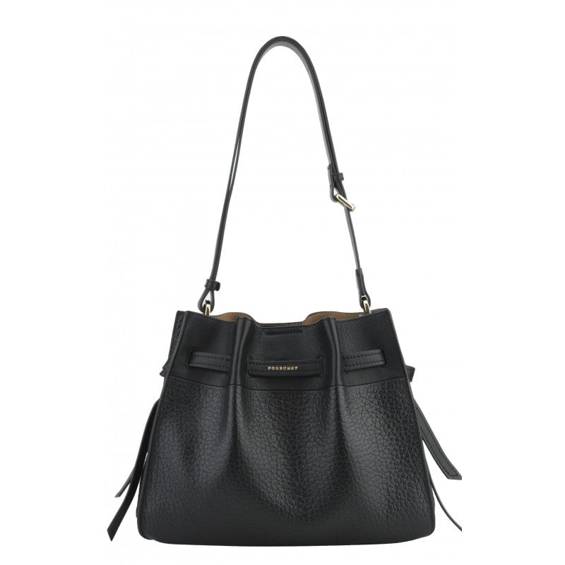 Shoulder bag - cowhide leather POURCHET Black