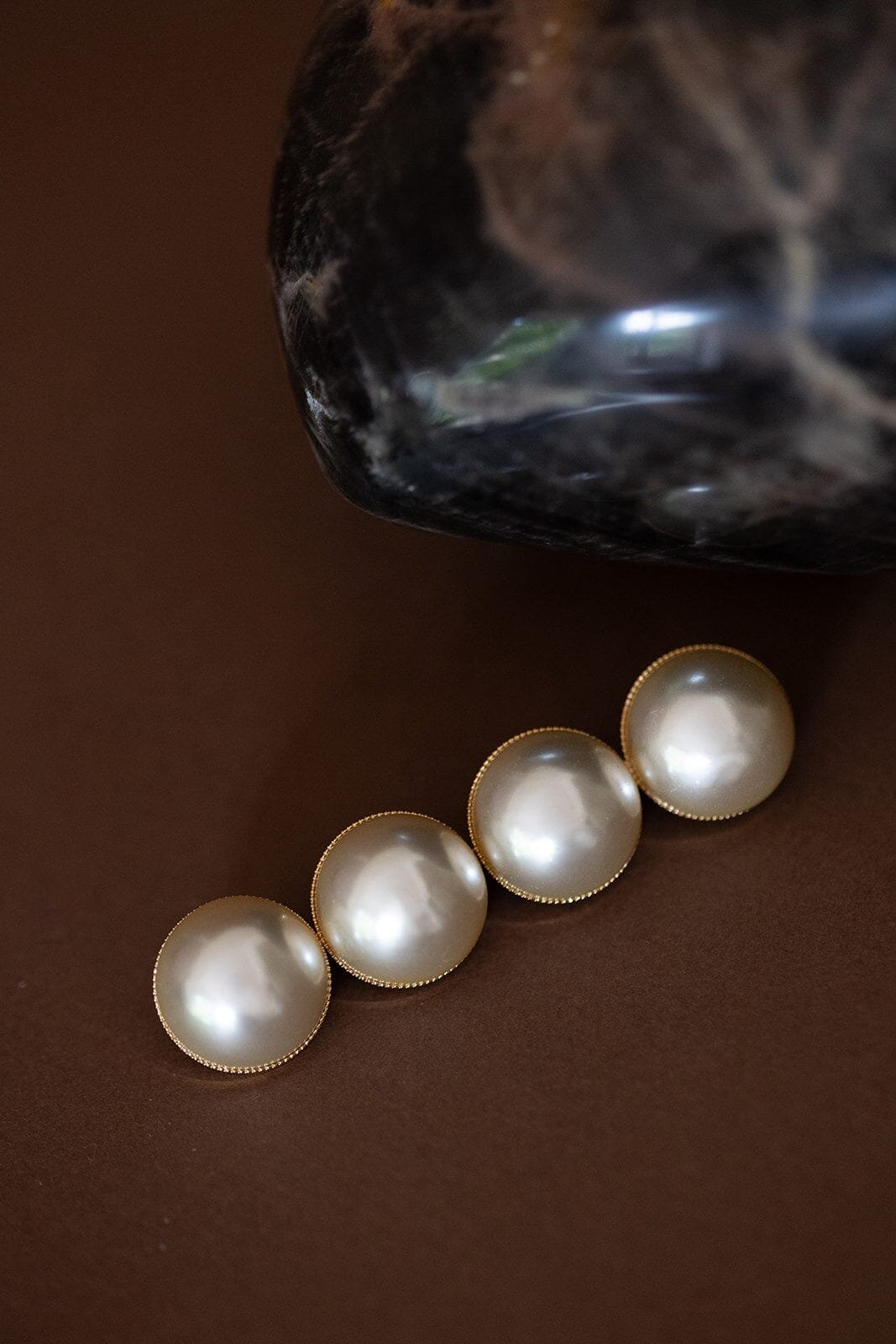 Silver plated pearl brooch MONSIEUR SIMONE Golden