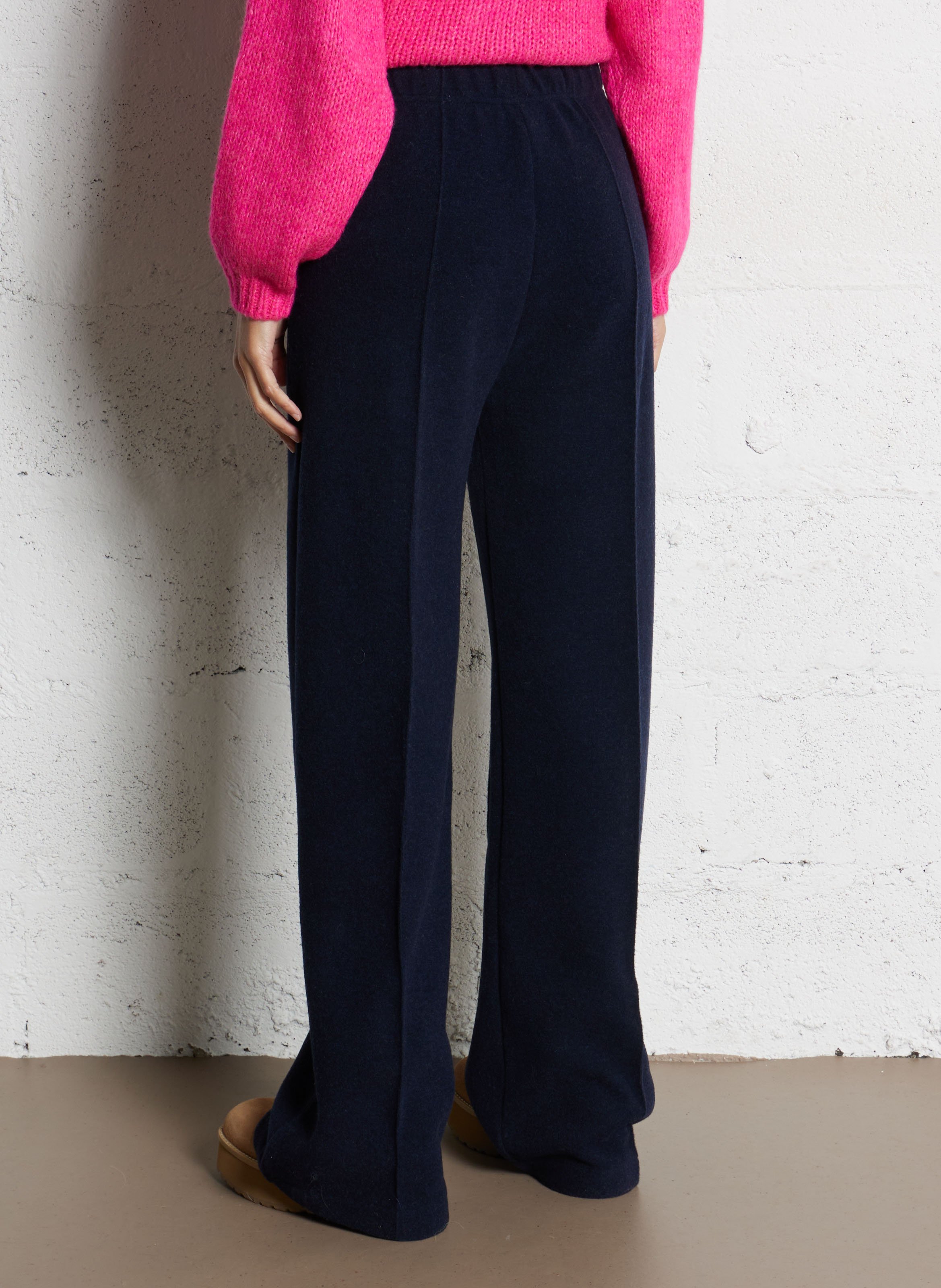 Pantalon large en laine mélangée BENSIMON Bleu