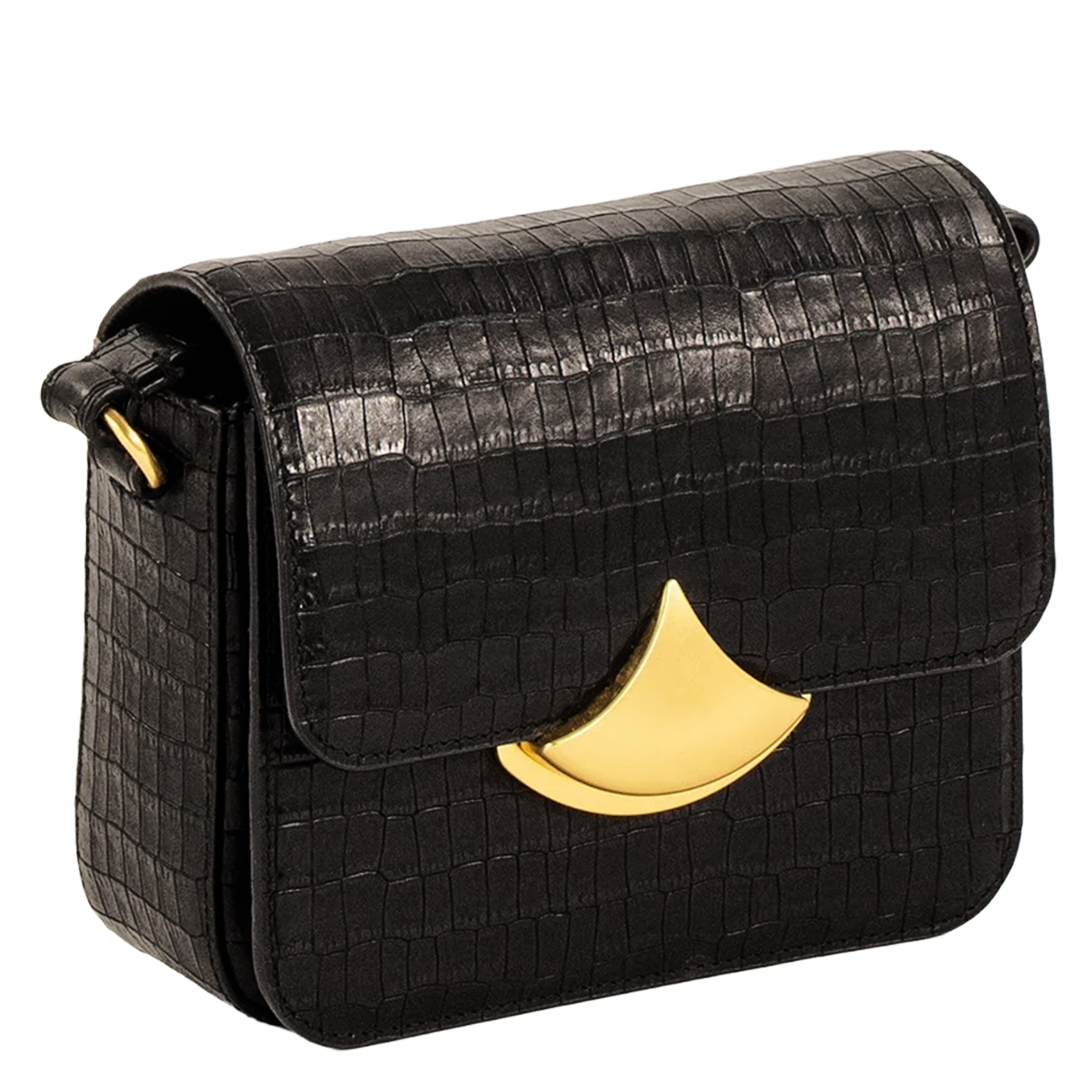 Sac bandoulière en cuir effet crocodile SESSUN Noir