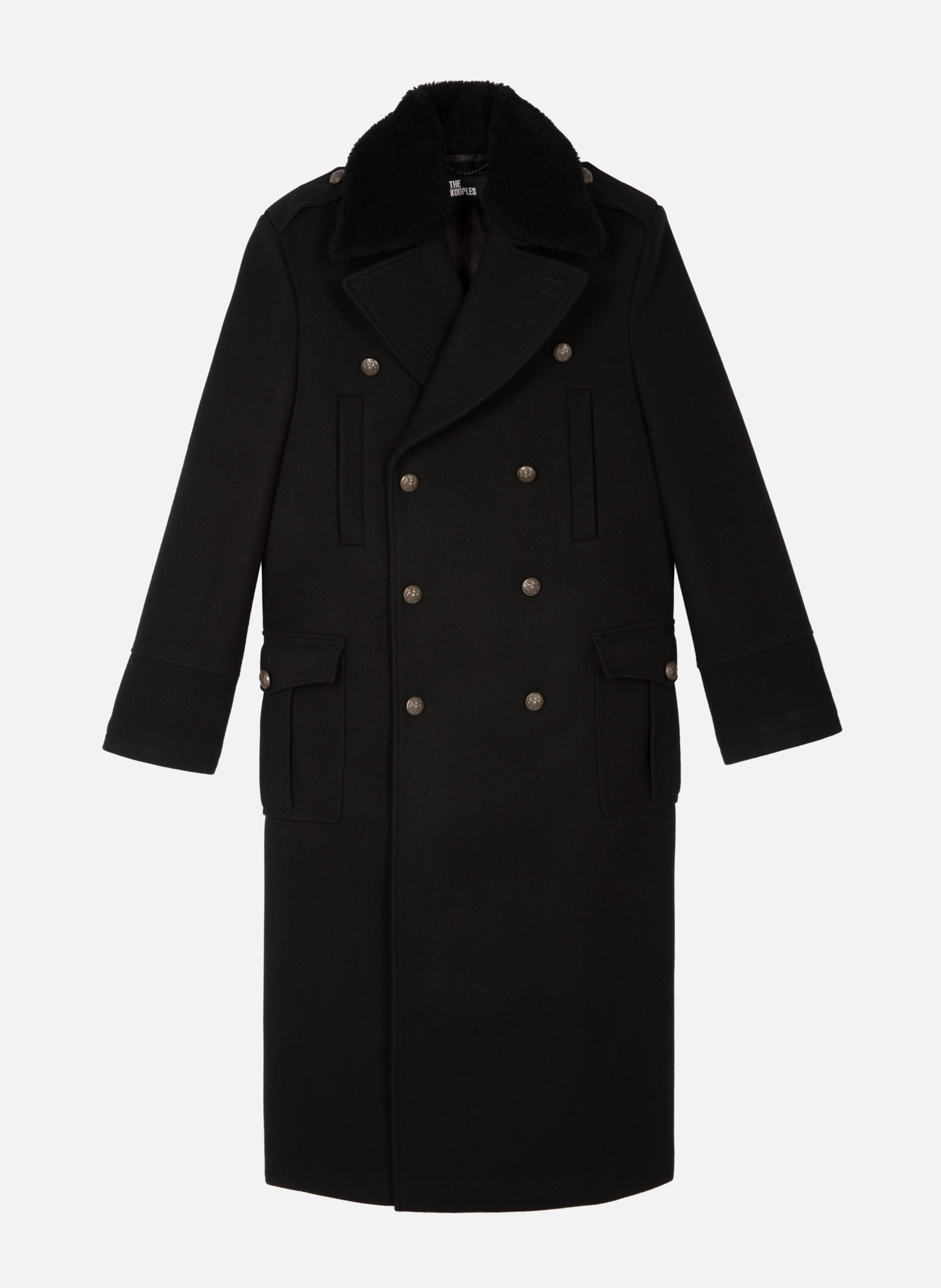 Long coat with sherpa collar THE KOOPLES Black