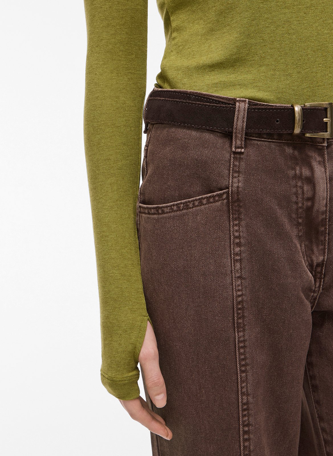 Jean droit en coton et coton recyclé ROUGE EDIT Marron