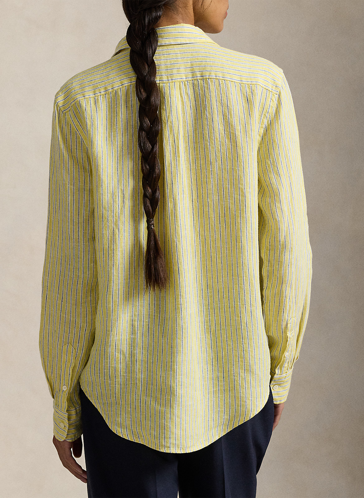 Recht, linnen overhemd met klassieke kraag POLO RALPH LAUREN Geel