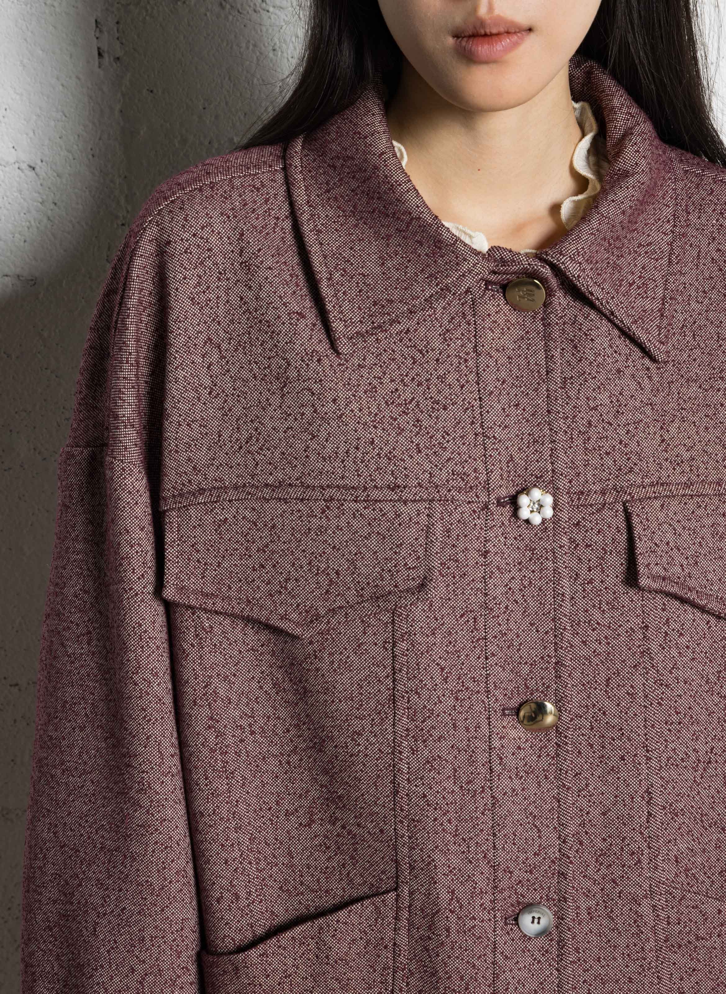 Oversized jacket with jewel buttons IMPERIAL Red