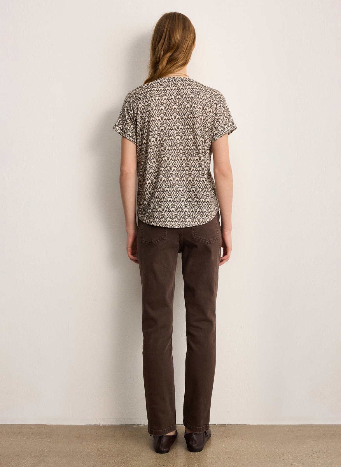 Baumwoll-T-Shirt mit U-Boot-Ausschnitt PABLO Beige