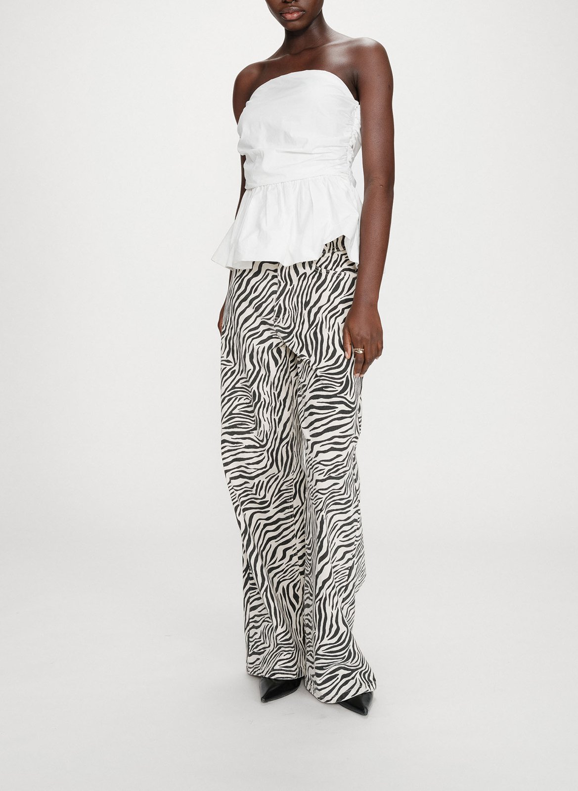 Top droit en coton imprimé GRACE ET MILA Beige