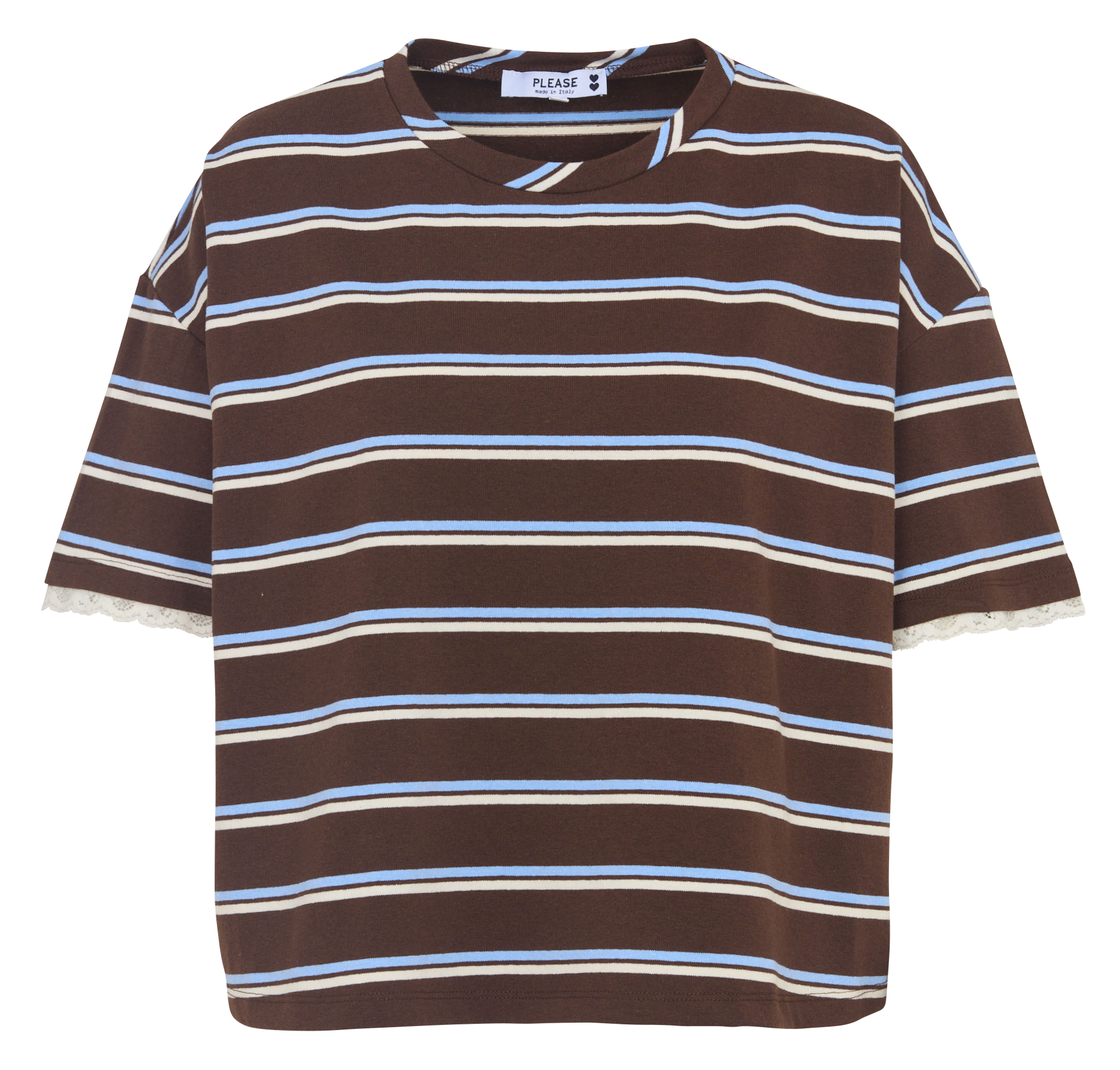 Tee-shirt oversize à rayures PLEASE Marron