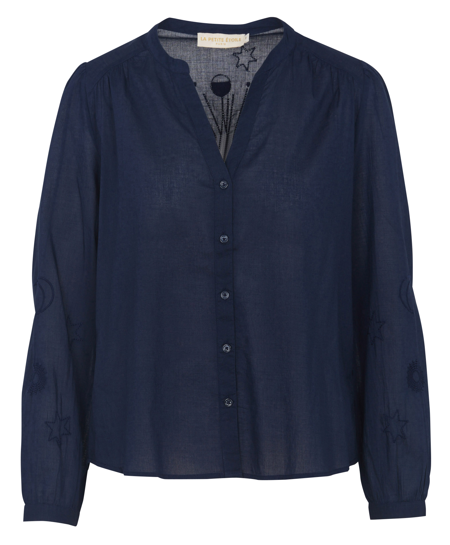 Bluse mit Tunika-Kragen und Baumwollstickereien LA PETITE ETOILE