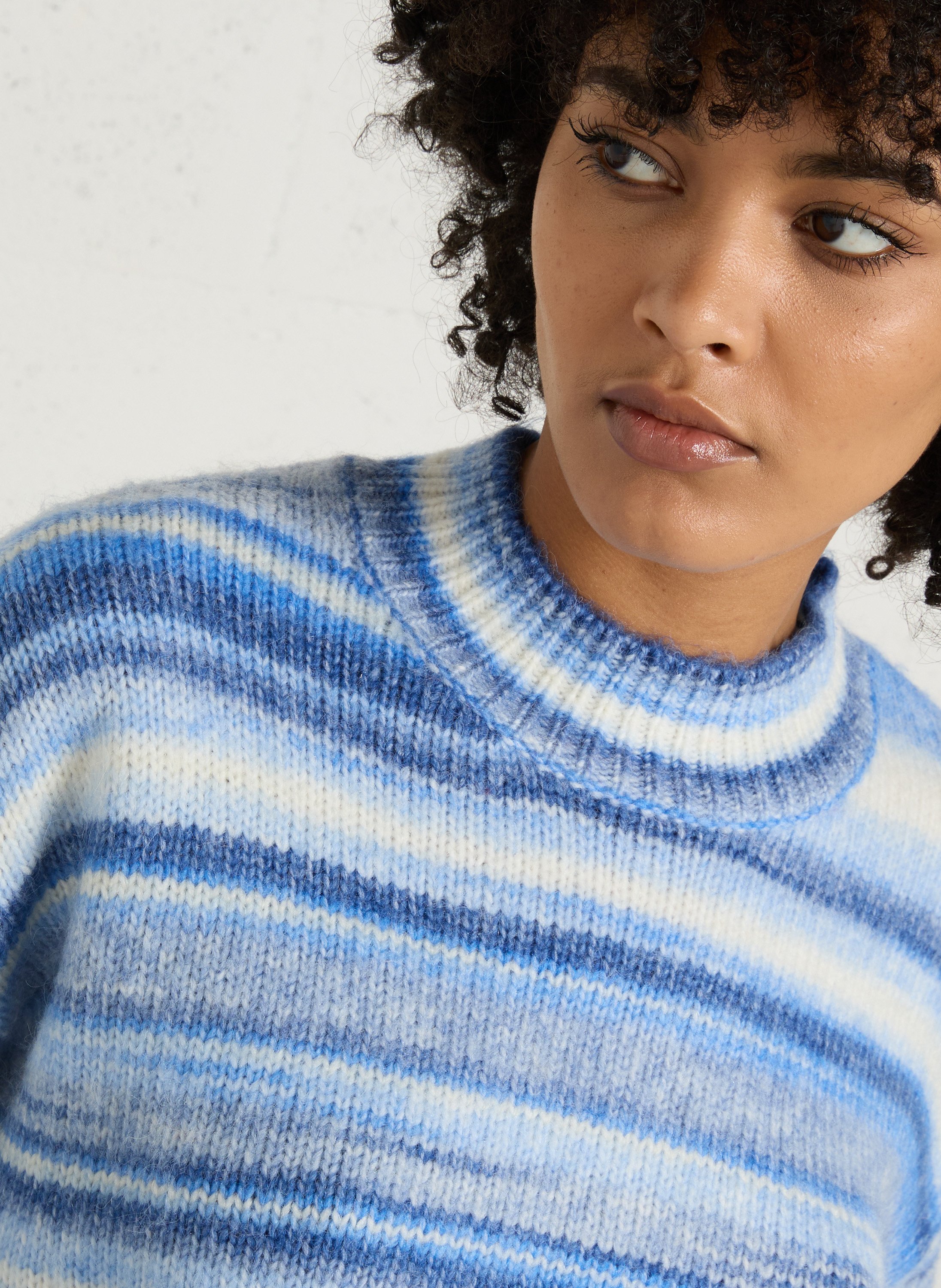 Striped loose-fit sweater with round neck MAISON 123 Blue