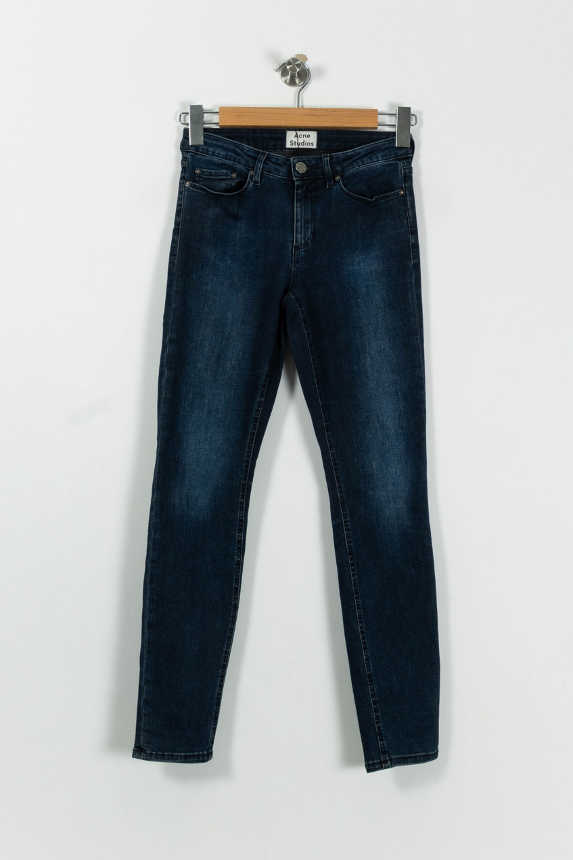 Cropped slim jeans with studs ACNE STUDIOS - Seconde Main Blue