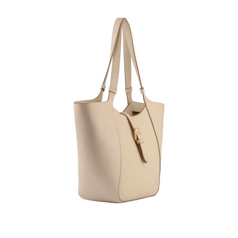 Calfskin leather shoulder bag Beige