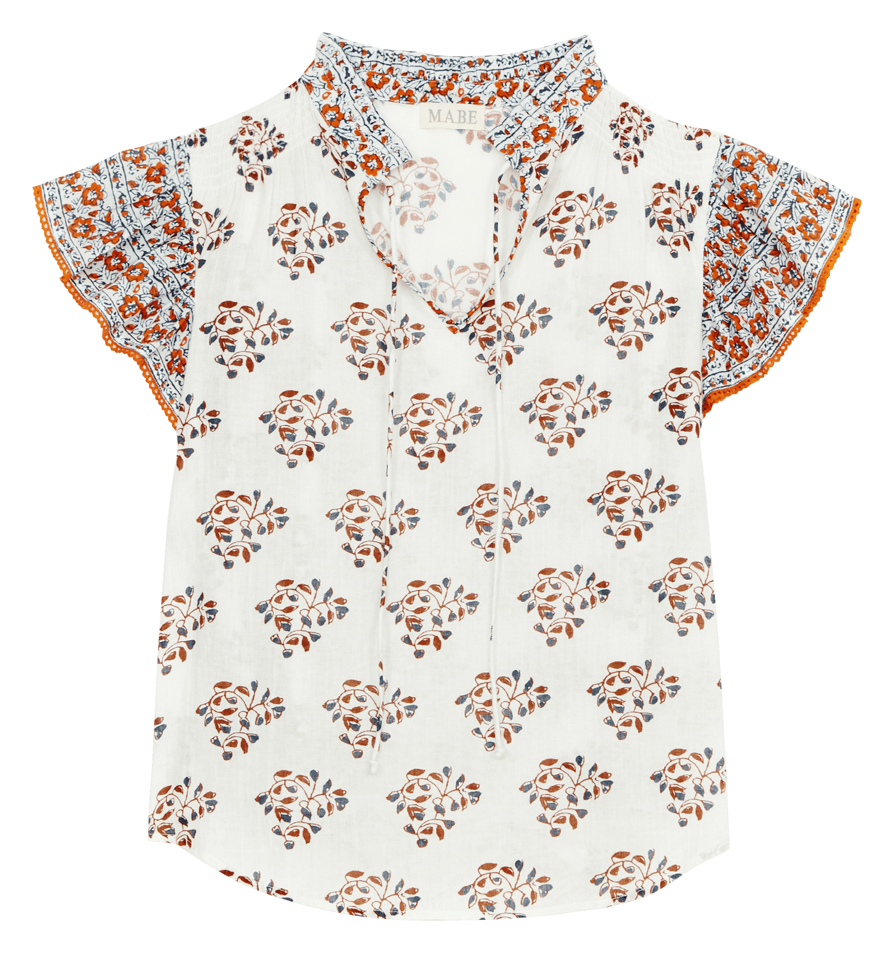 Floral print henley top M.A.B.E White