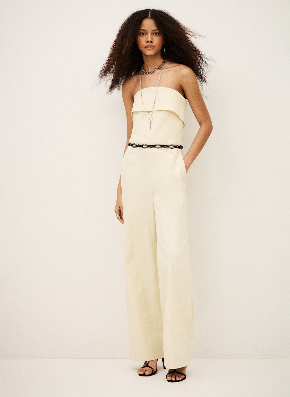 Linnen en katoenen mix jumpsuit BA&SH Beige