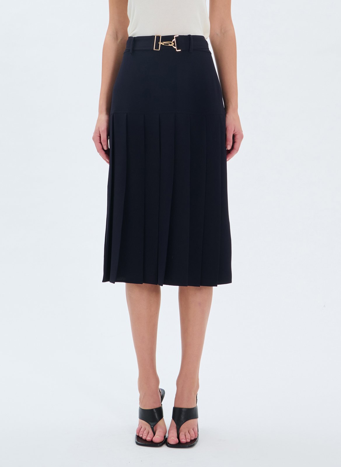 Rechte rok met plooien  ZAPA Blauw