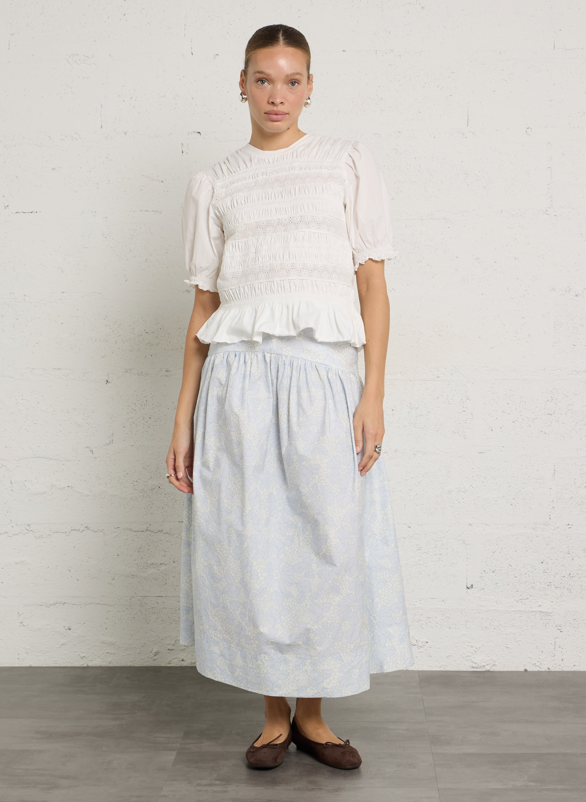 Ausgestellter Midi-Baumwollrock THE TINY BIG SISTER Mehrfarbig