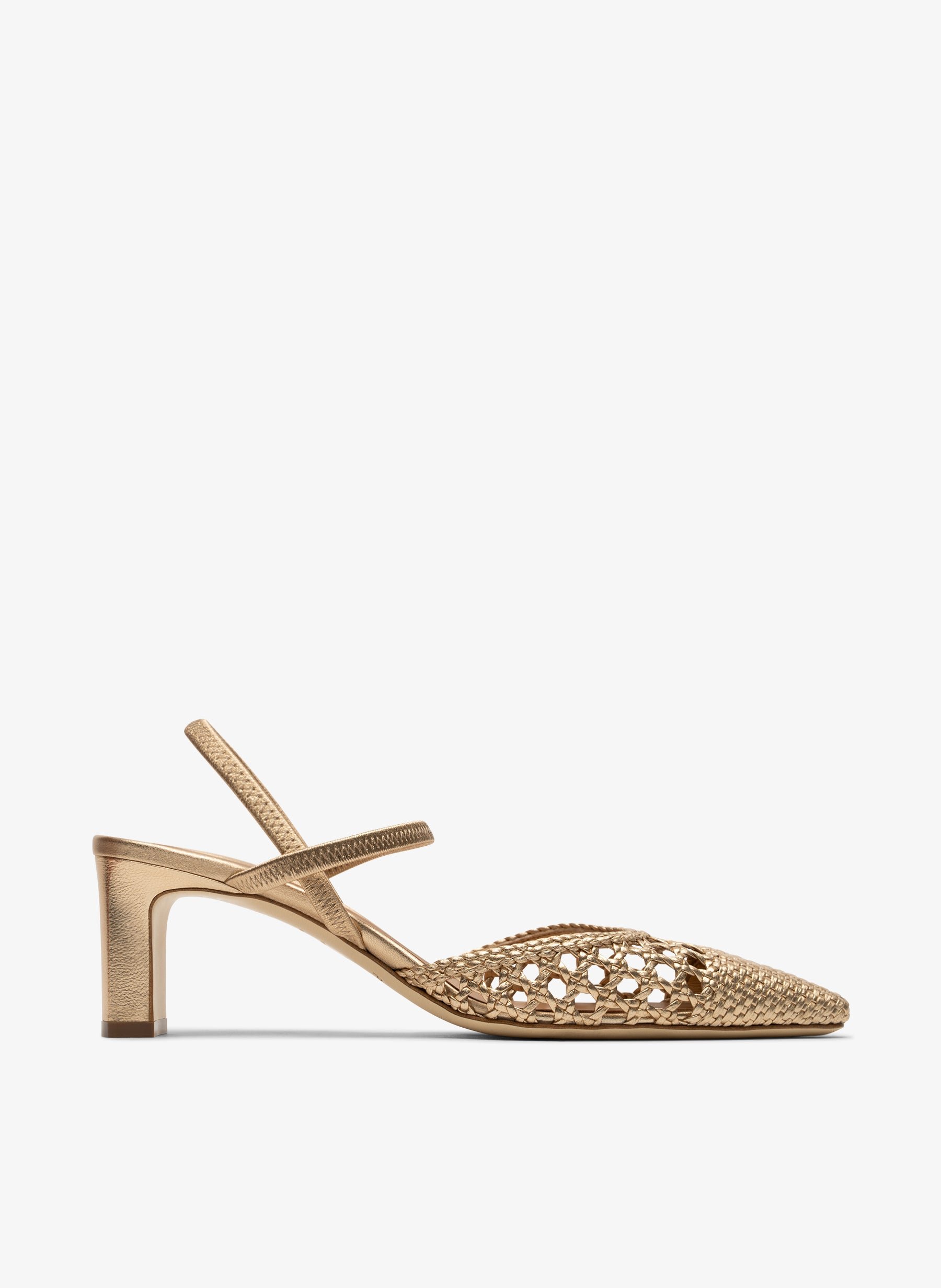Slingback en cuir nappa tressé or PARALLELE PARIS Doré