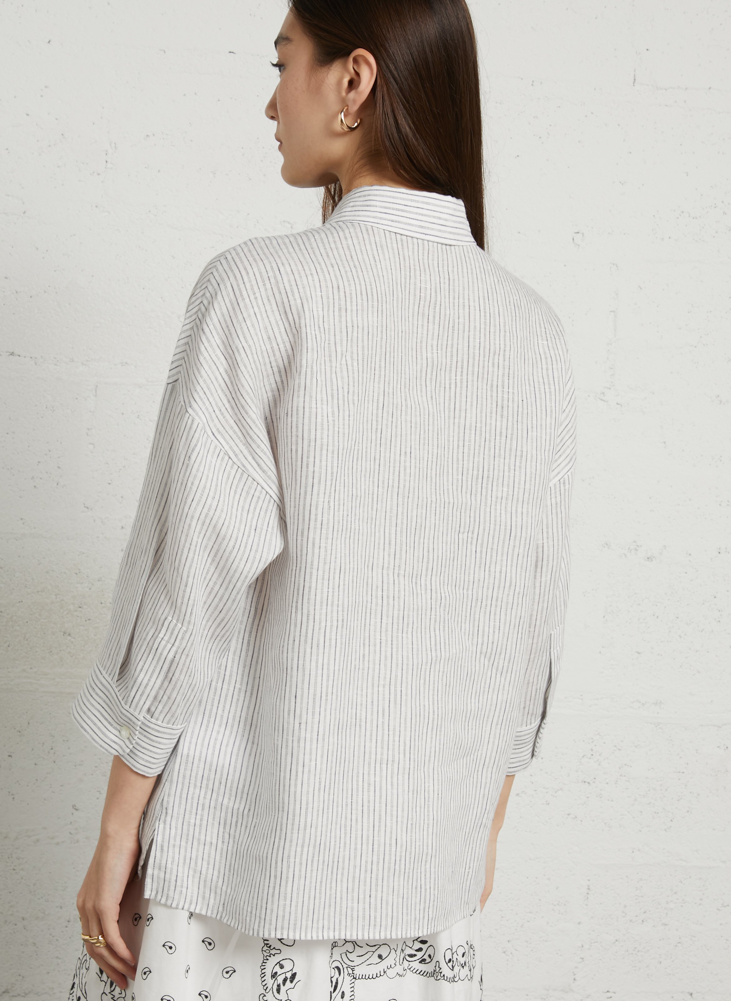 Oversized Linen Striped Shirt MAX MARA WEEK END Blue