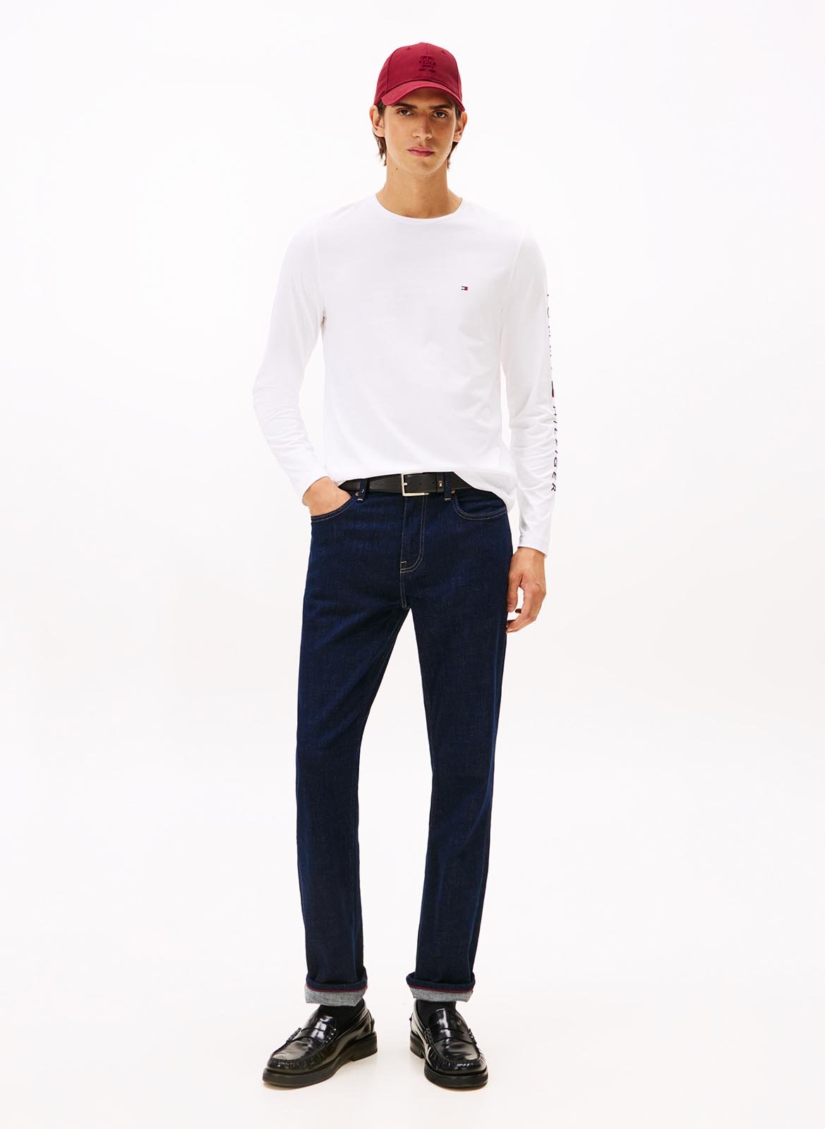 Tee-shirt col rond regular-fit en coton TOMMY HILFIGER Blanc