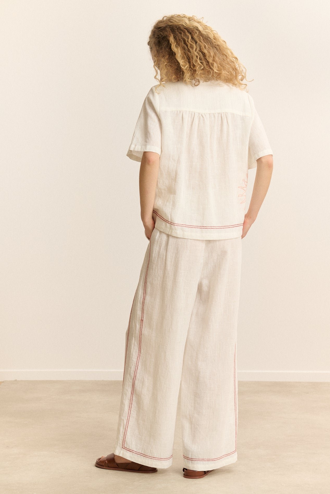 Short-sleeved embroidered shirt GARANCE PARIS White
