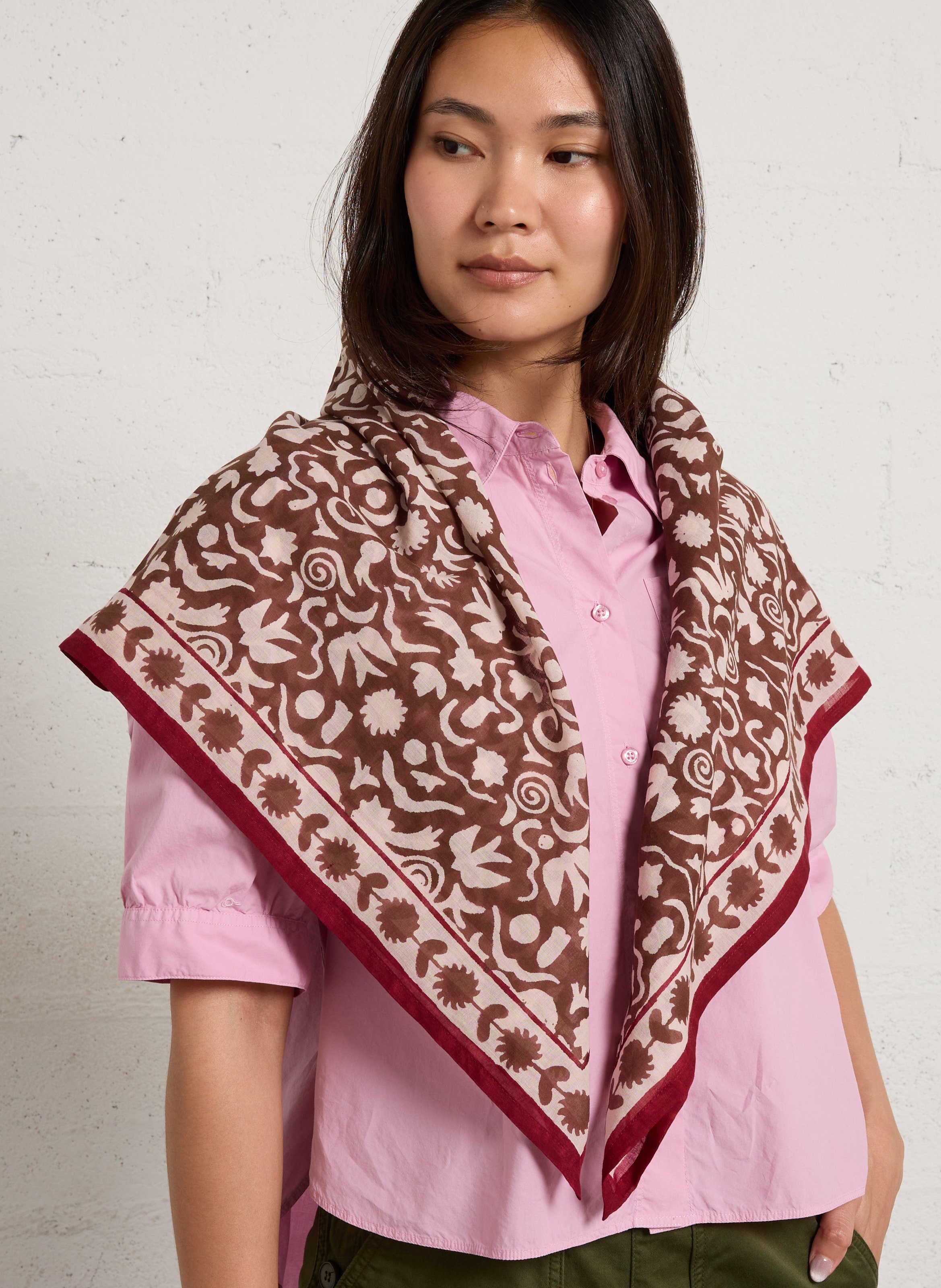 Foulard imprimé en coton APACHES COLLECTIONS Marron