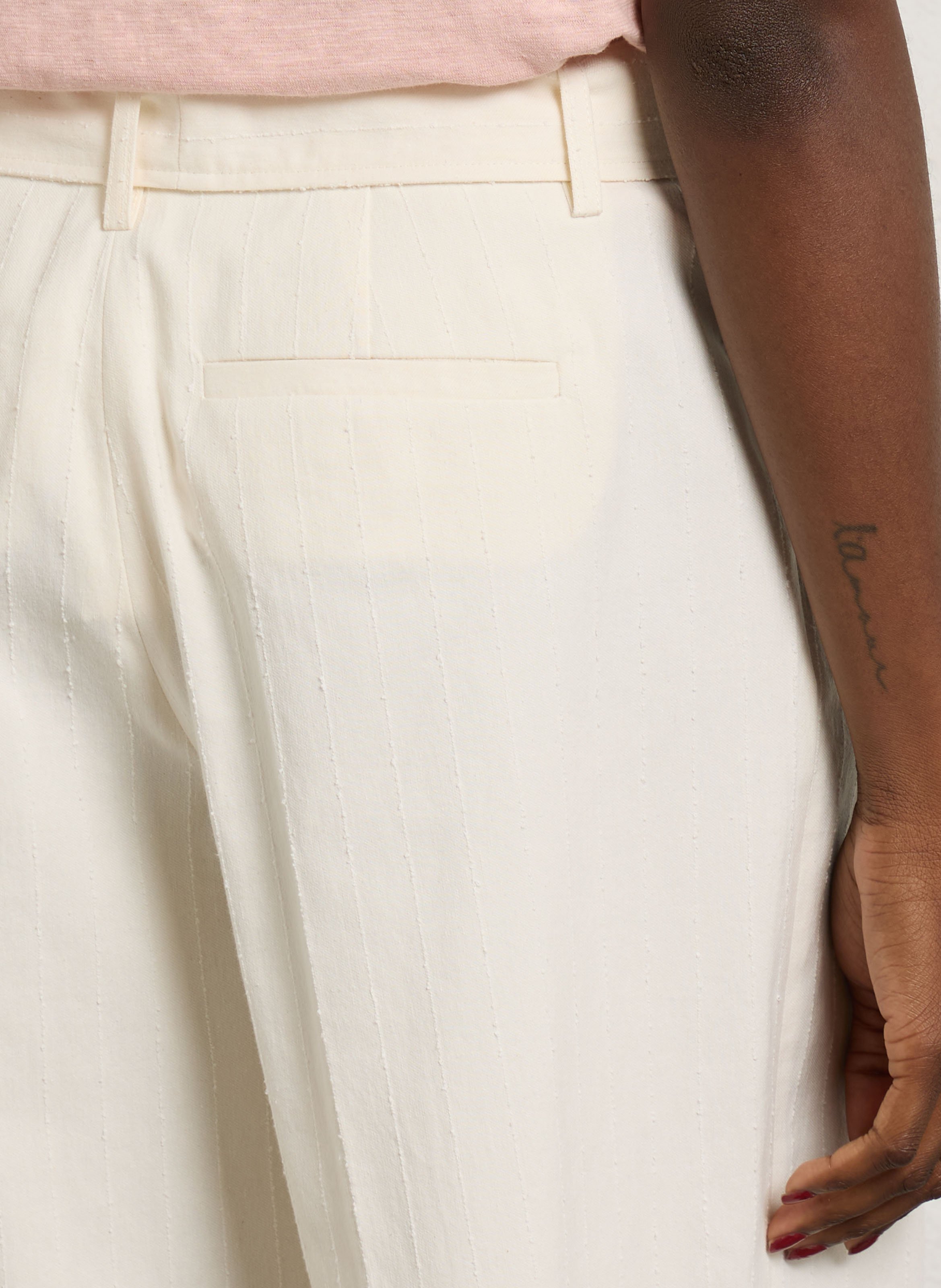 Short ancho de mezcla de algodón MAISON 123 Blanco