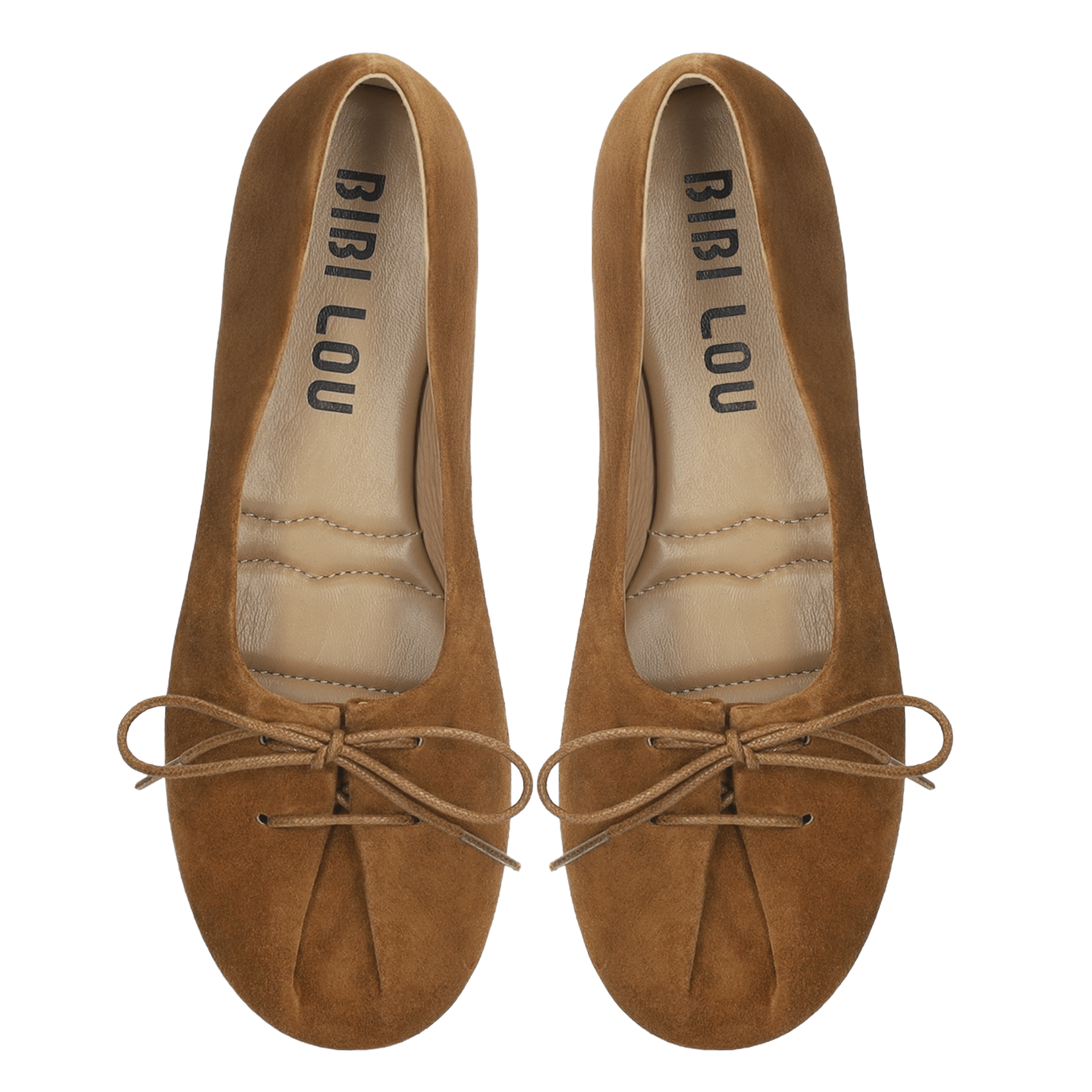 Round-Toe Suede Ballet Flats BIBI LOU Brown