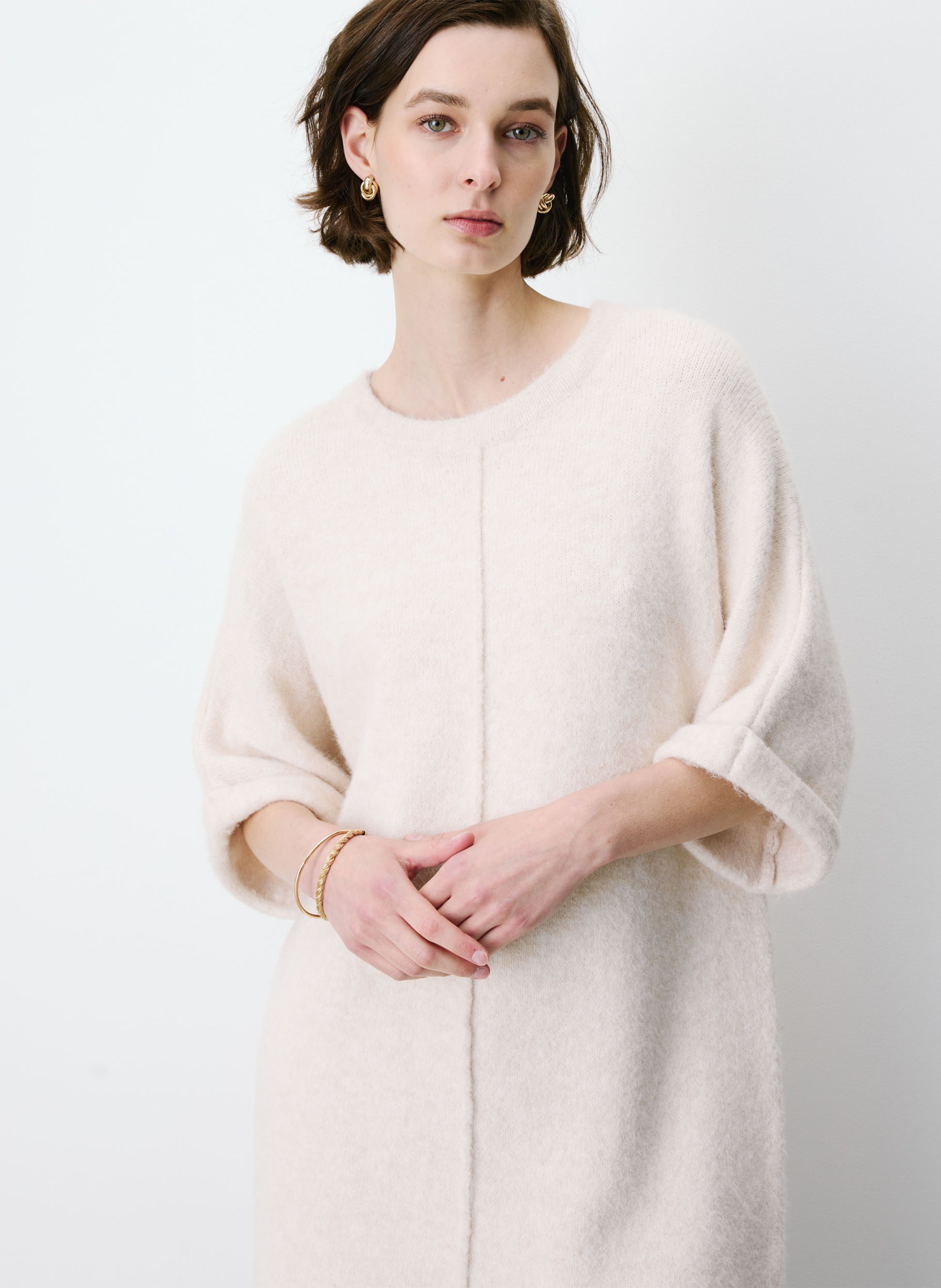 Korte jurk van gebreide stof GRACE ET MILA Beige