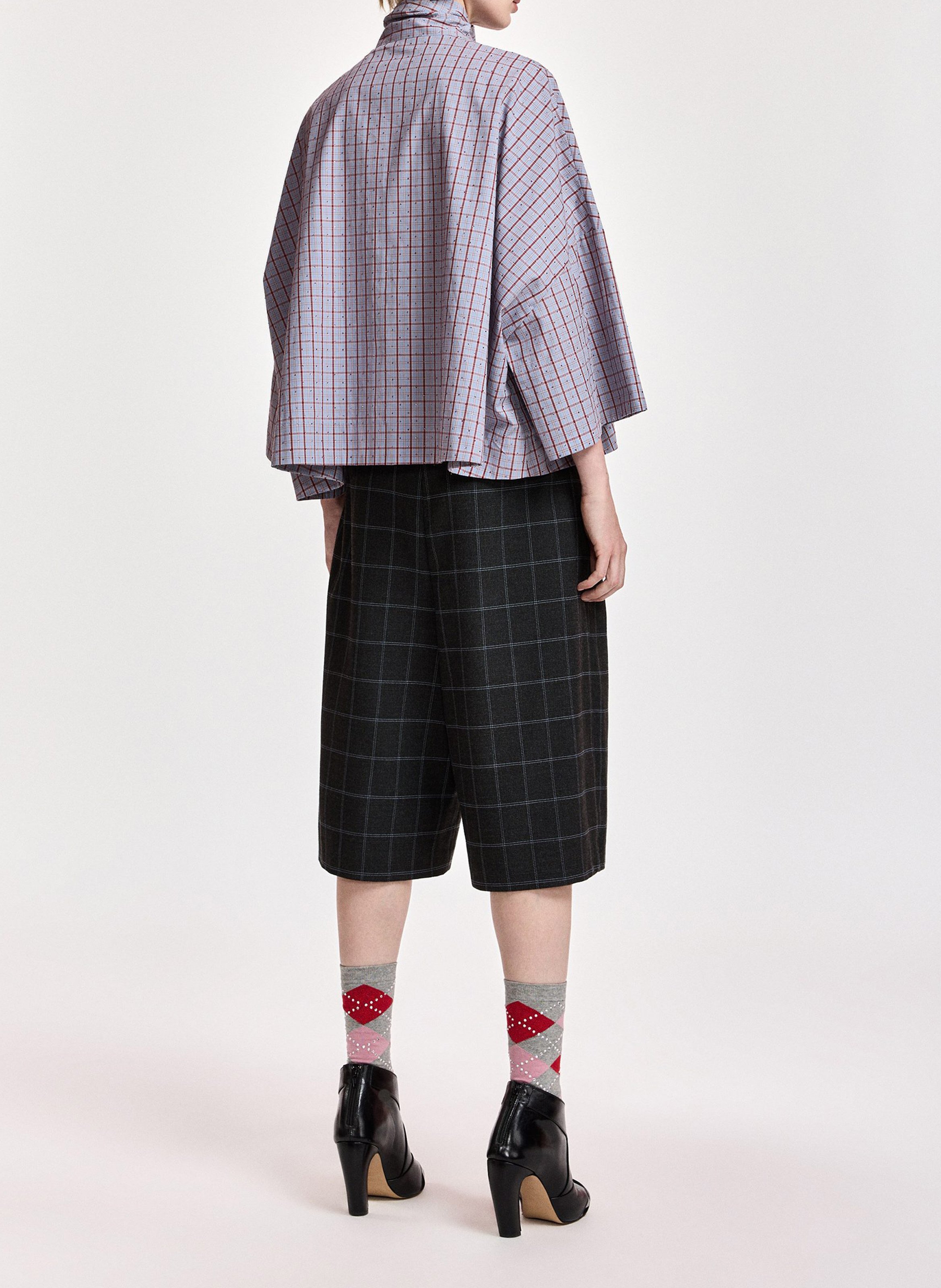 Oversize cotton collar lavallière top | Blue ESSENTIEL ANTWERP Women