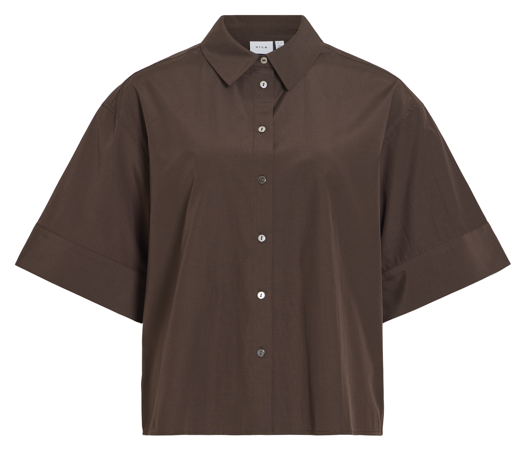 Straight shirt with classic collar VILA Brown