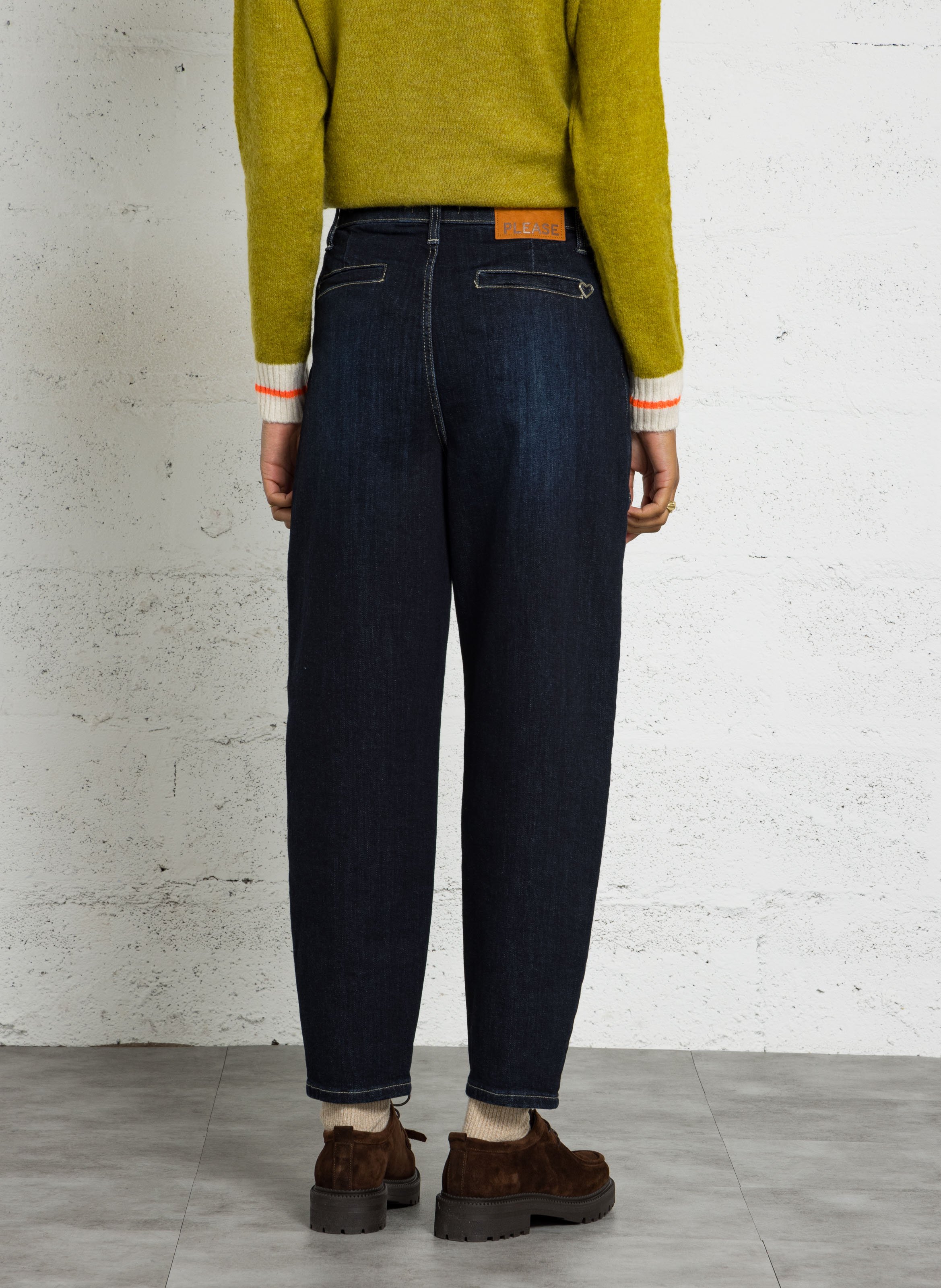 Ballon-Jeans mit aufgesetzten Taschen aus Baumwollmischung PLEASE Blau