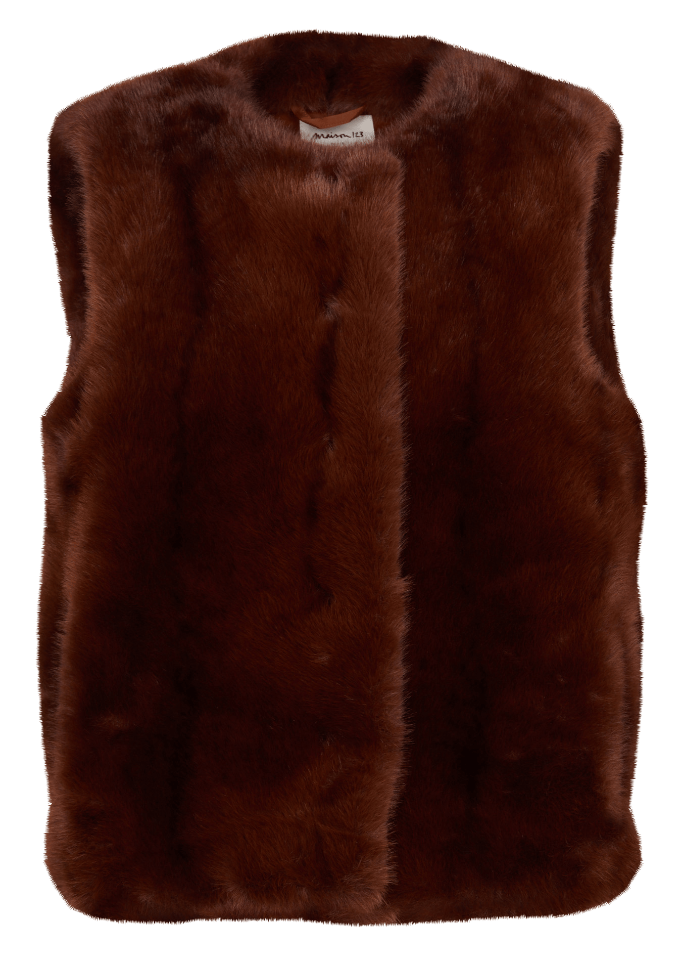 Chaqueta recta cuello redondo de piel sintética MAISON 123 Beige