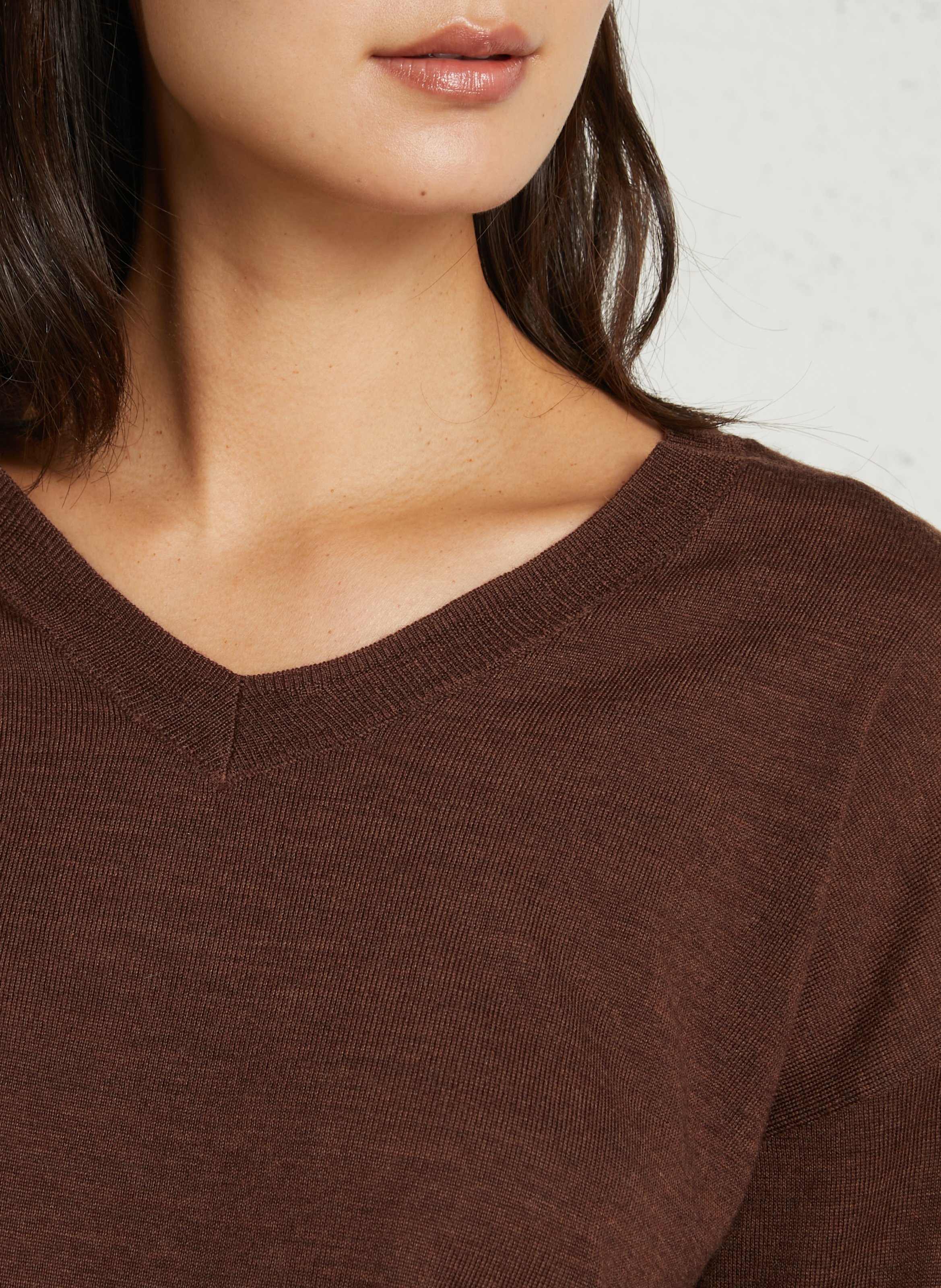 Gerader Wollpullover mit V-Ausschnitt SUD EXPRESS Braun