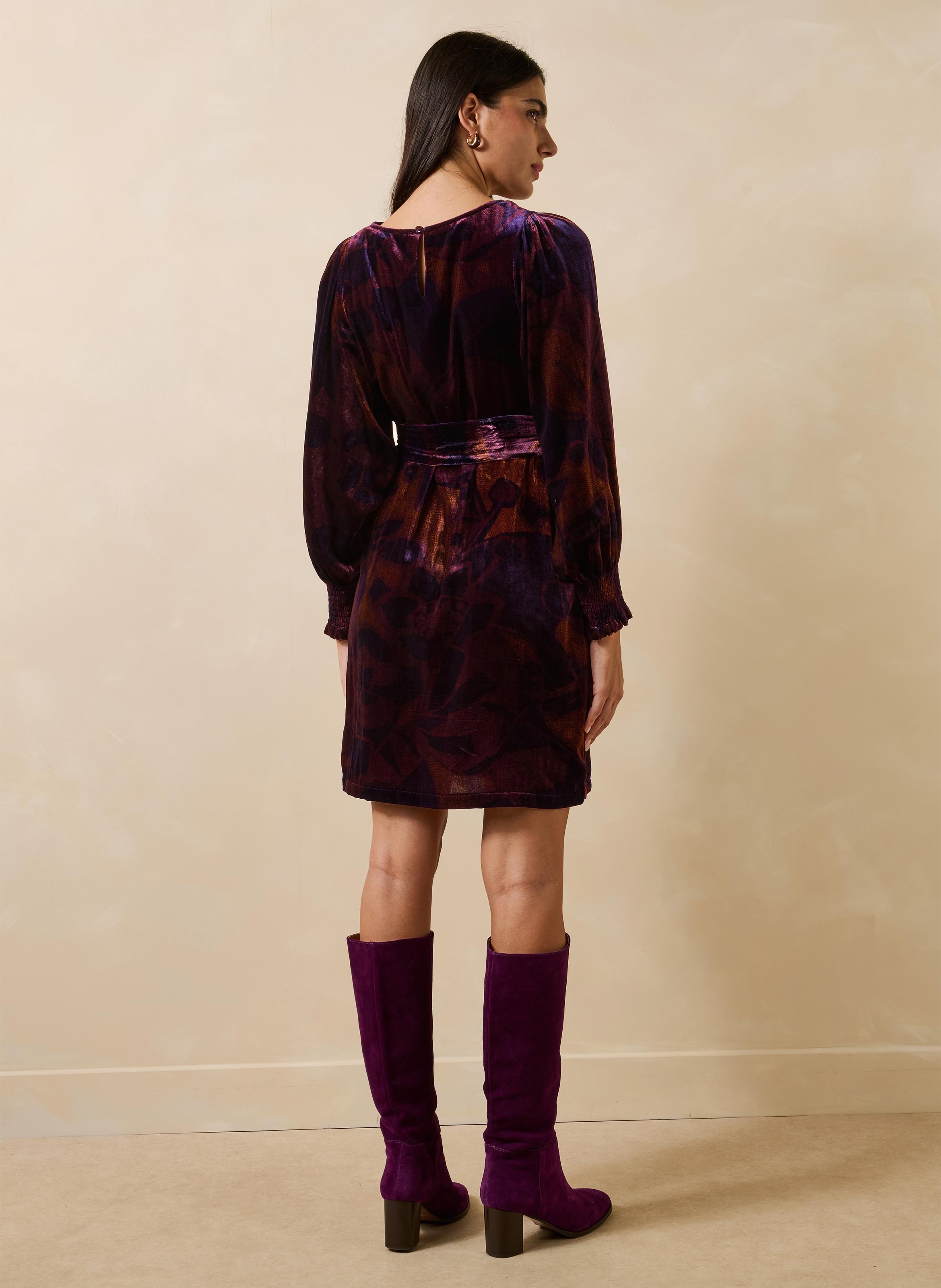 Printed straight dress with round neck LA FEE MARABOUTEE Multicolored