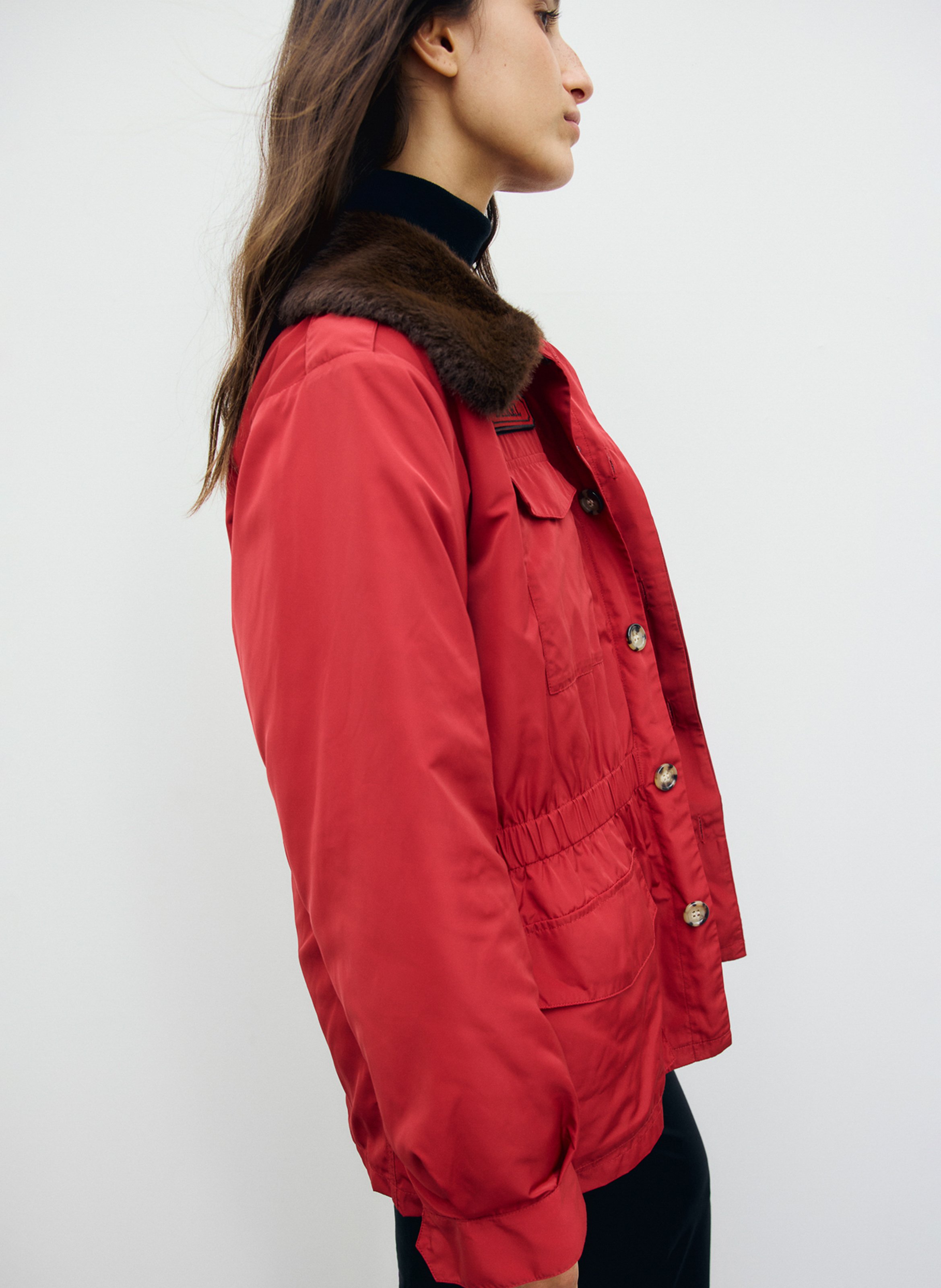 Taillierter Parka mit Kragen in Felloptik GERARD DAREL Rot