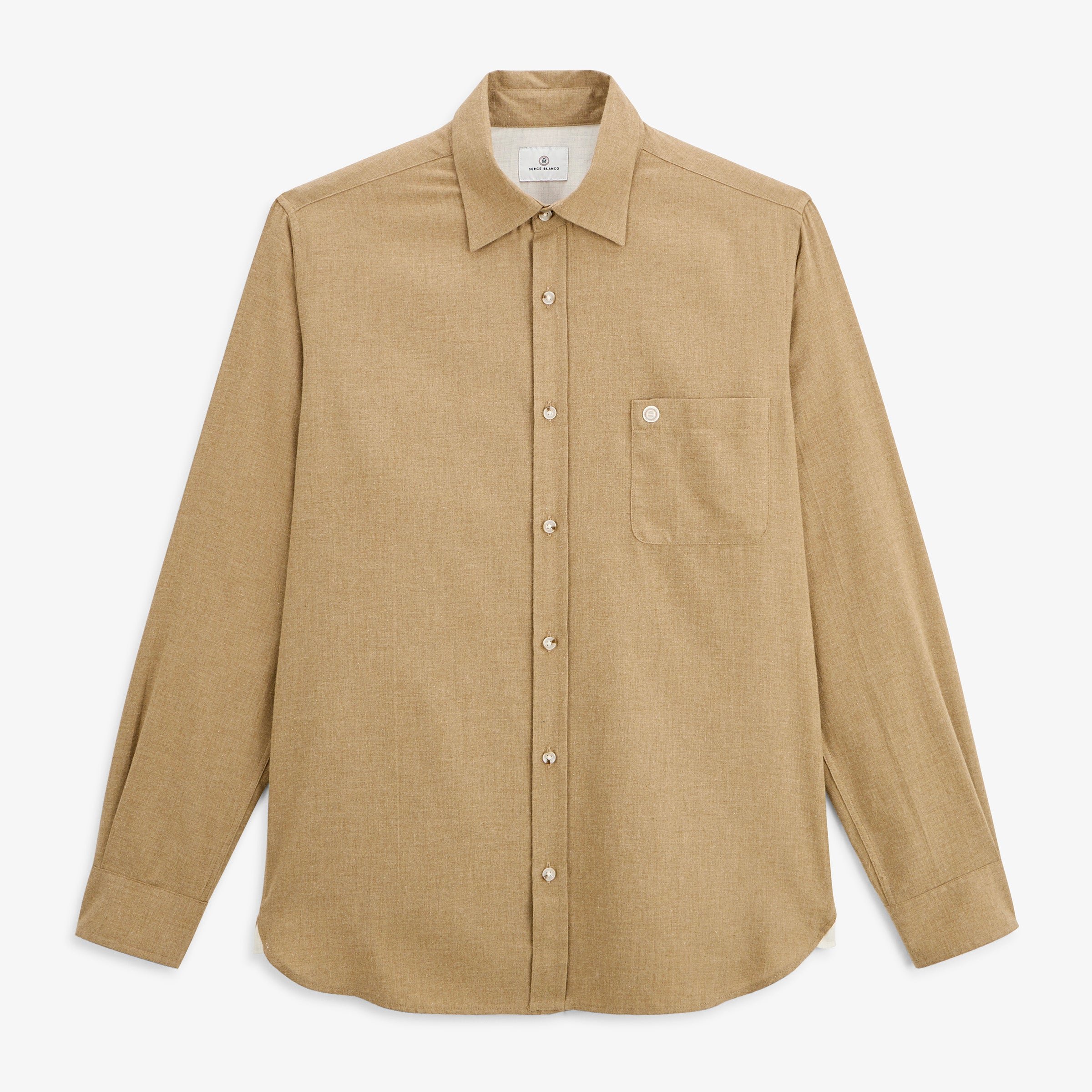 Long-sleeved cotton flannel shirt SERGE BLANCO Beige