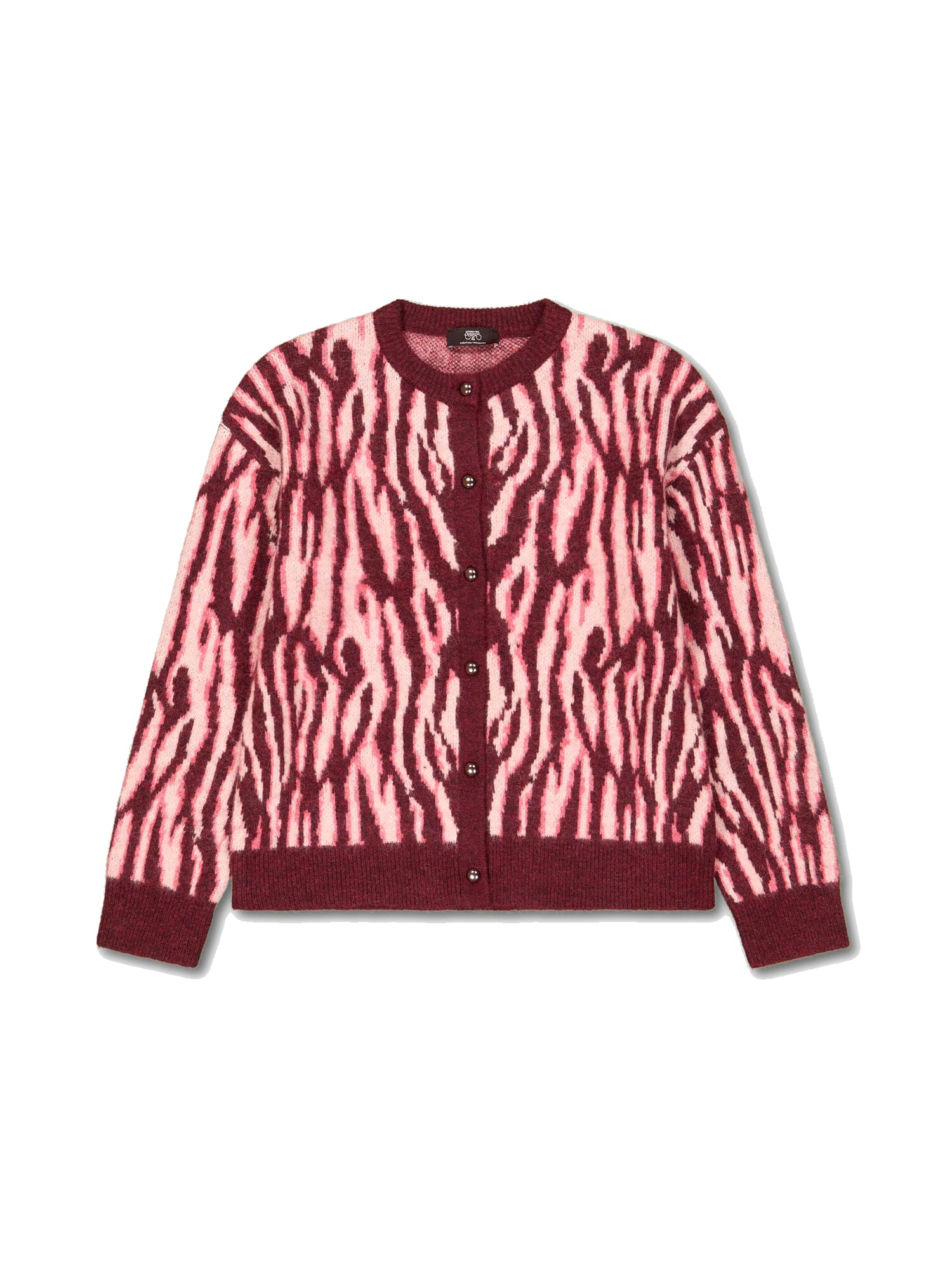 Round neck buttoned cardigan LE TEMPS DES CERISES Pink