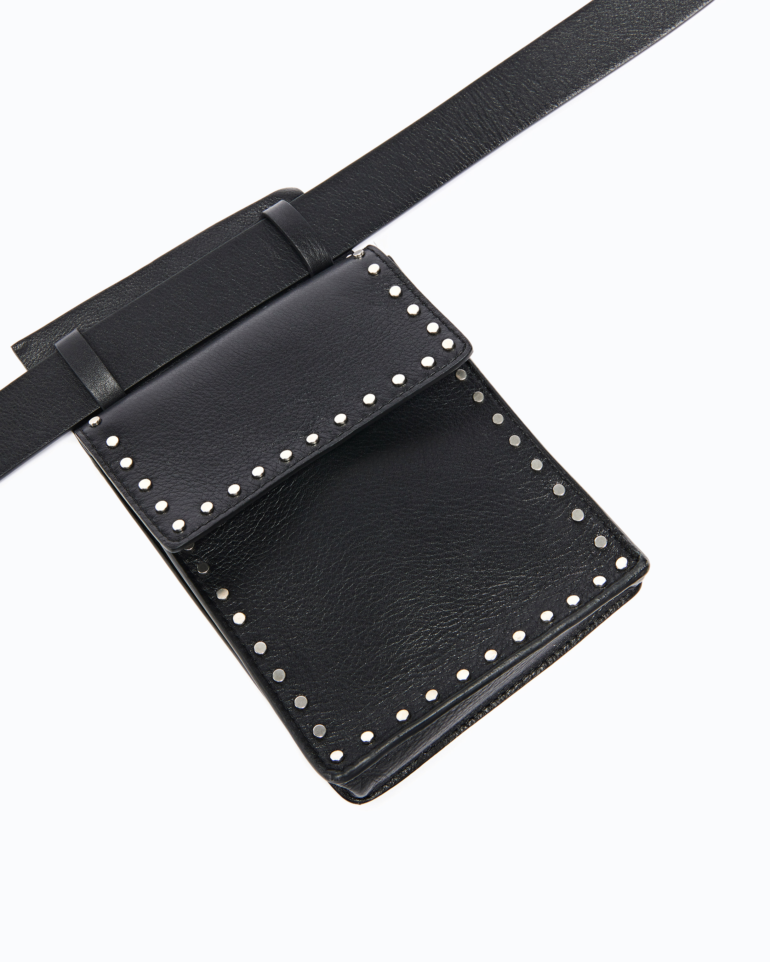 Western leather belt with storage pockets, 3 cm PINKO Black