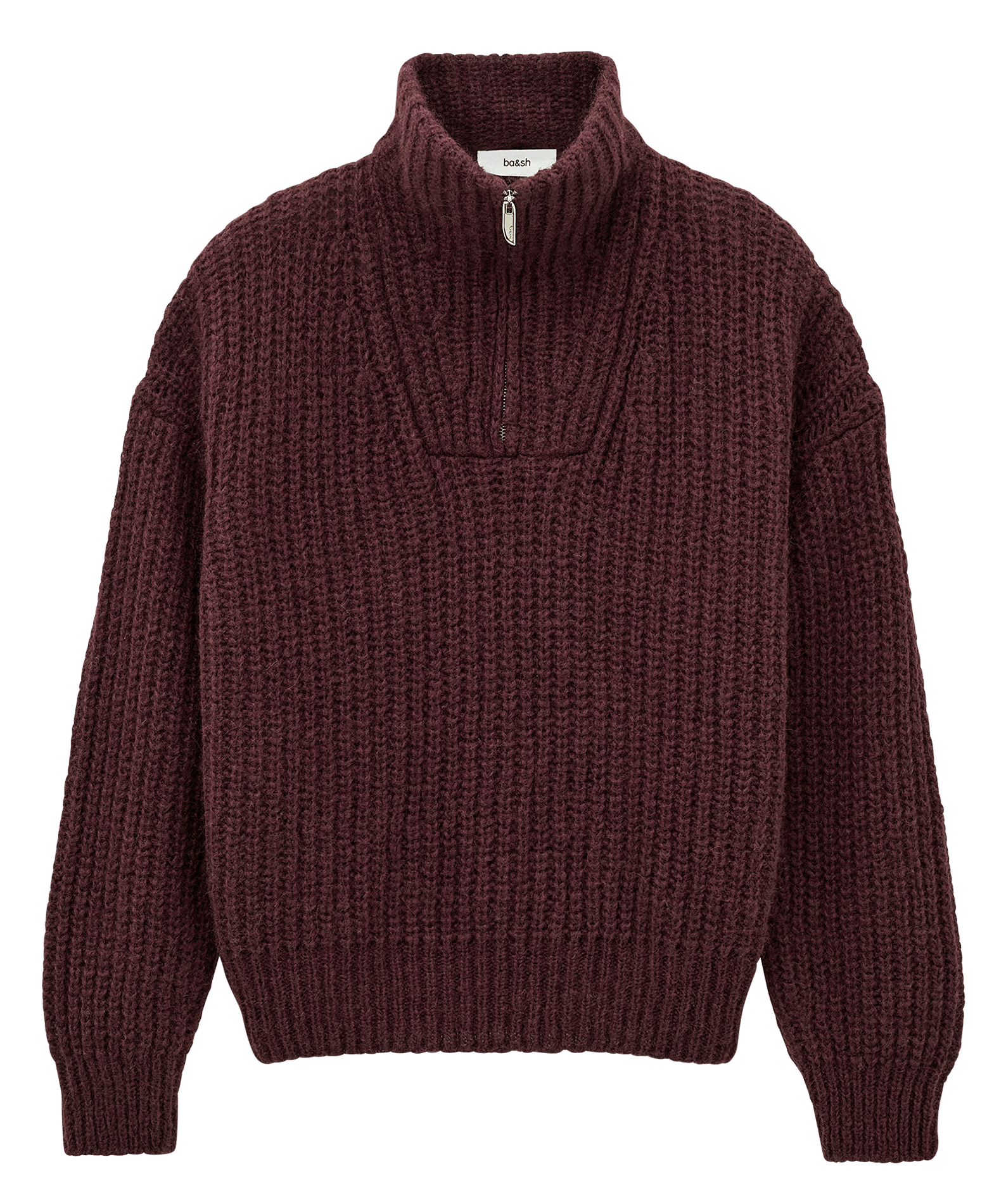 Trui met schipperskraag van wolmix BELTANE Bordeaux
