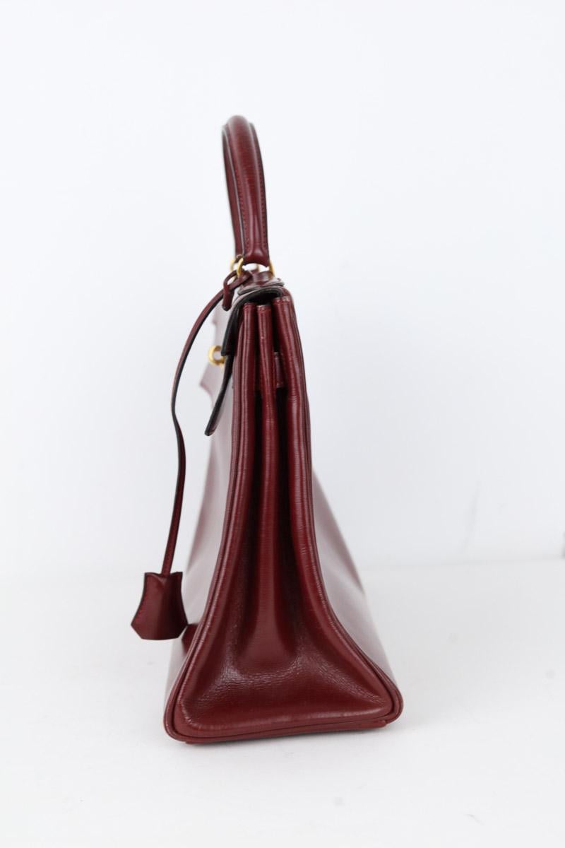 Sac Main Kelly 32 En Cuir Bordeaux Herm s Seconde Main Femme