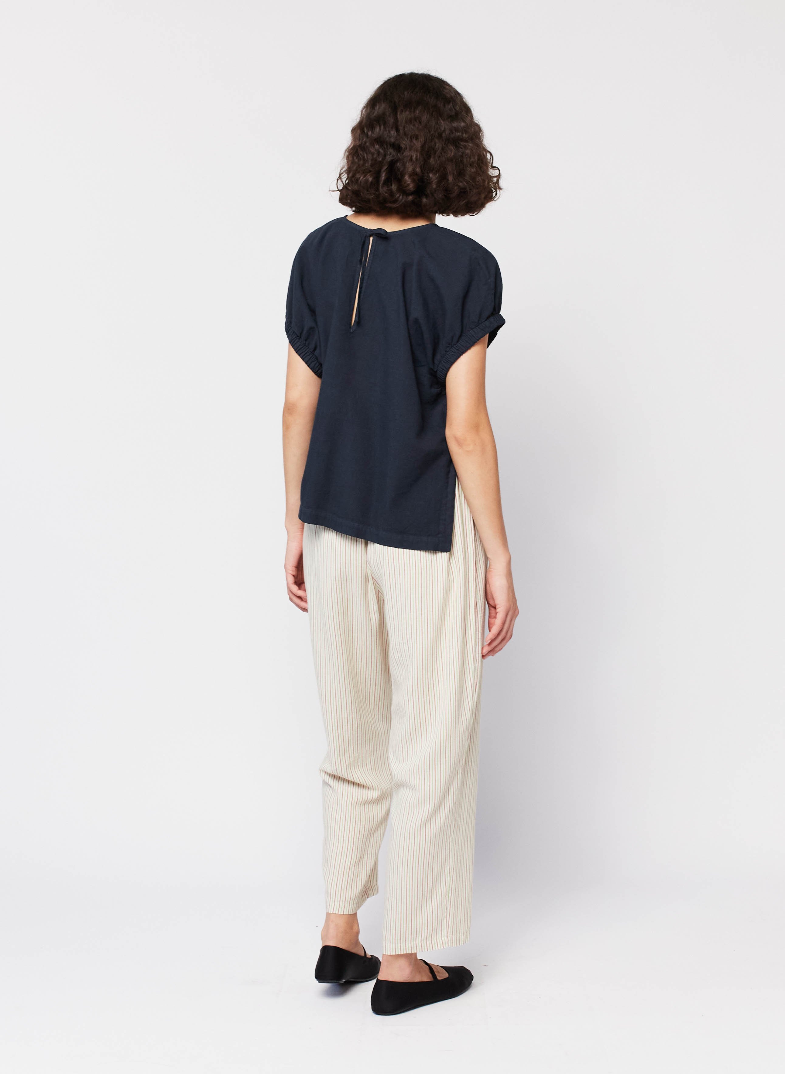 Rechte top van katoen en linnen met ronde hals BOBO CHOSES Blauw