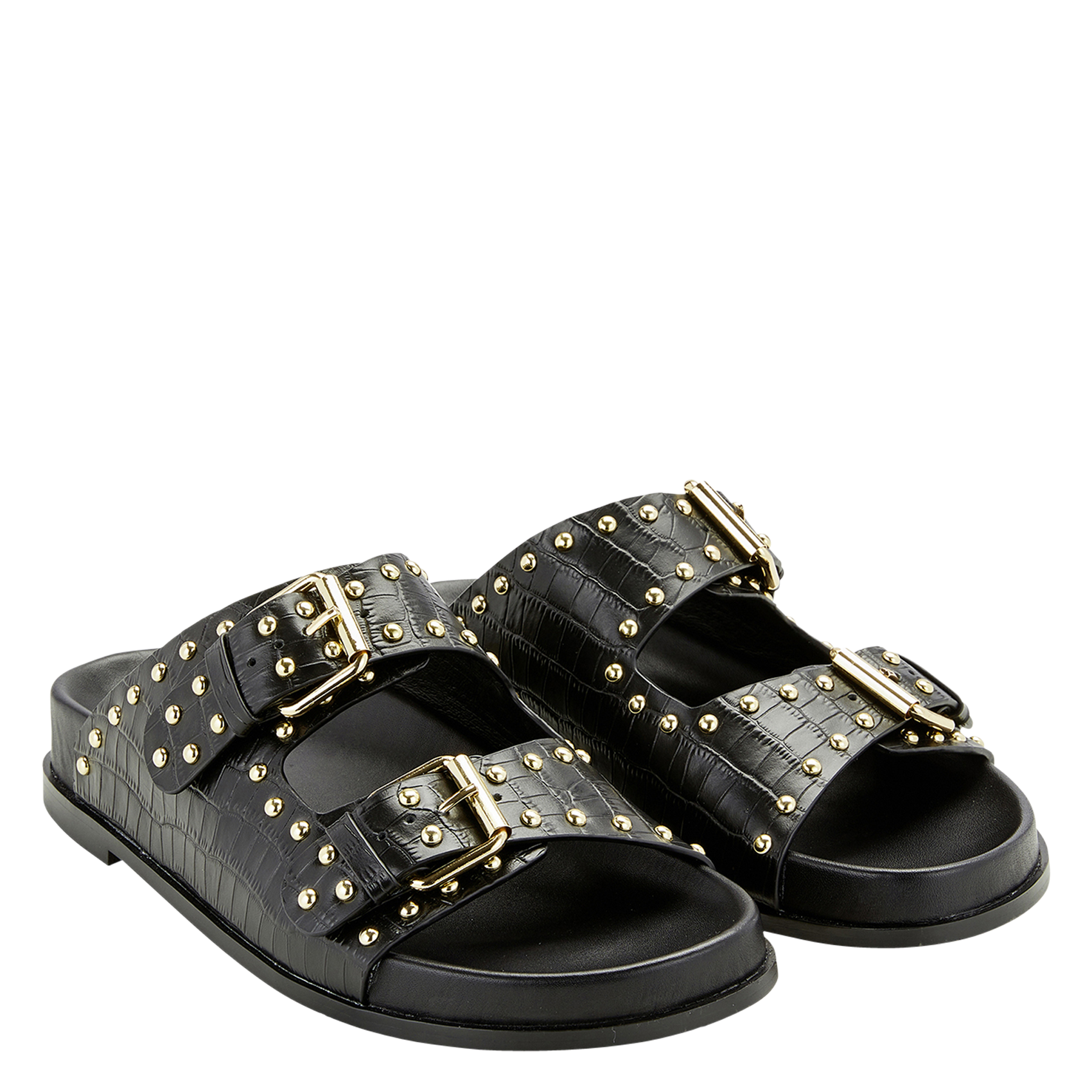 Flat leather mules COSMOPARIS Black