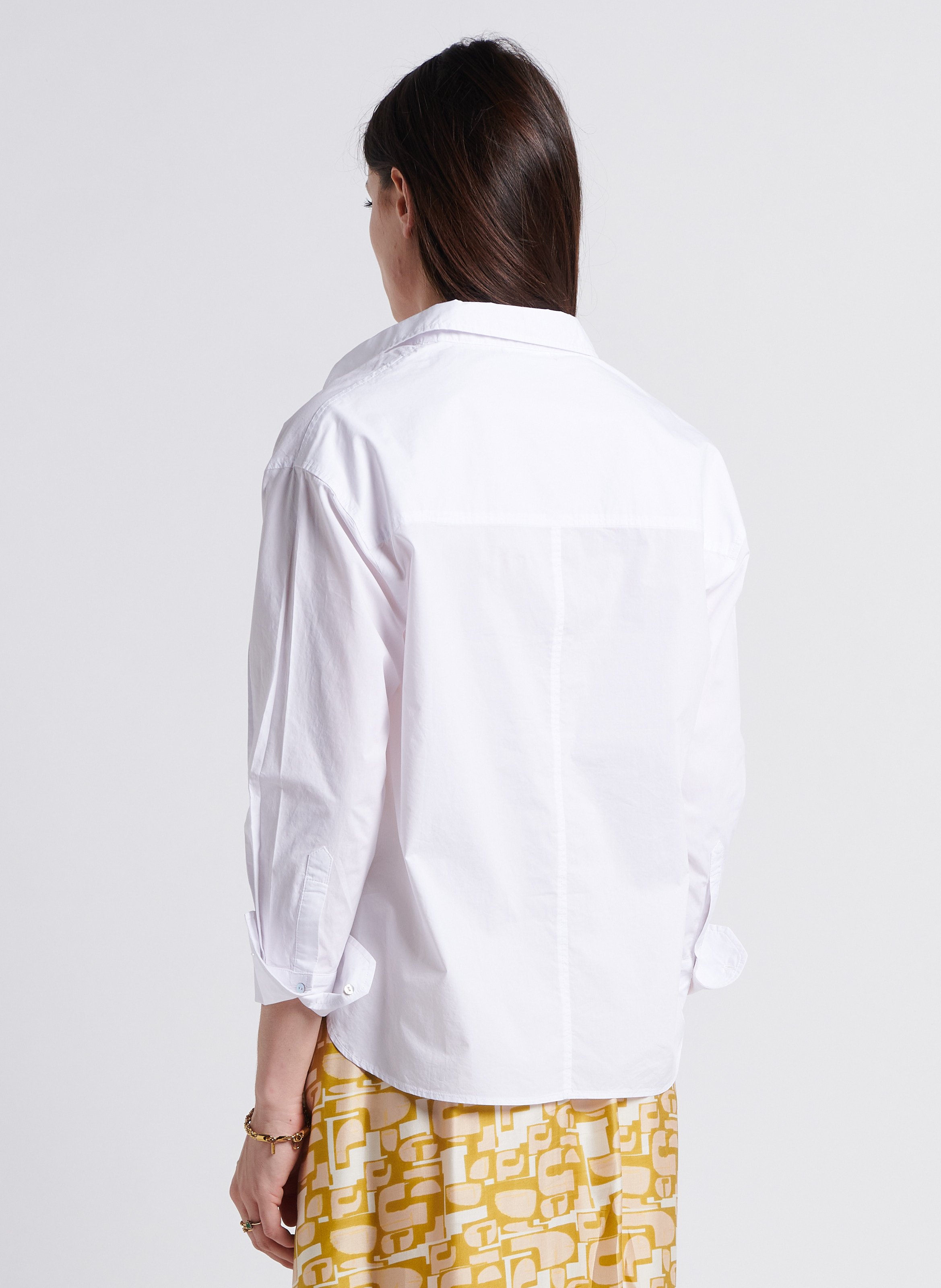 Embroidered straight-cut cotton poplin shirt BELLA JONES White