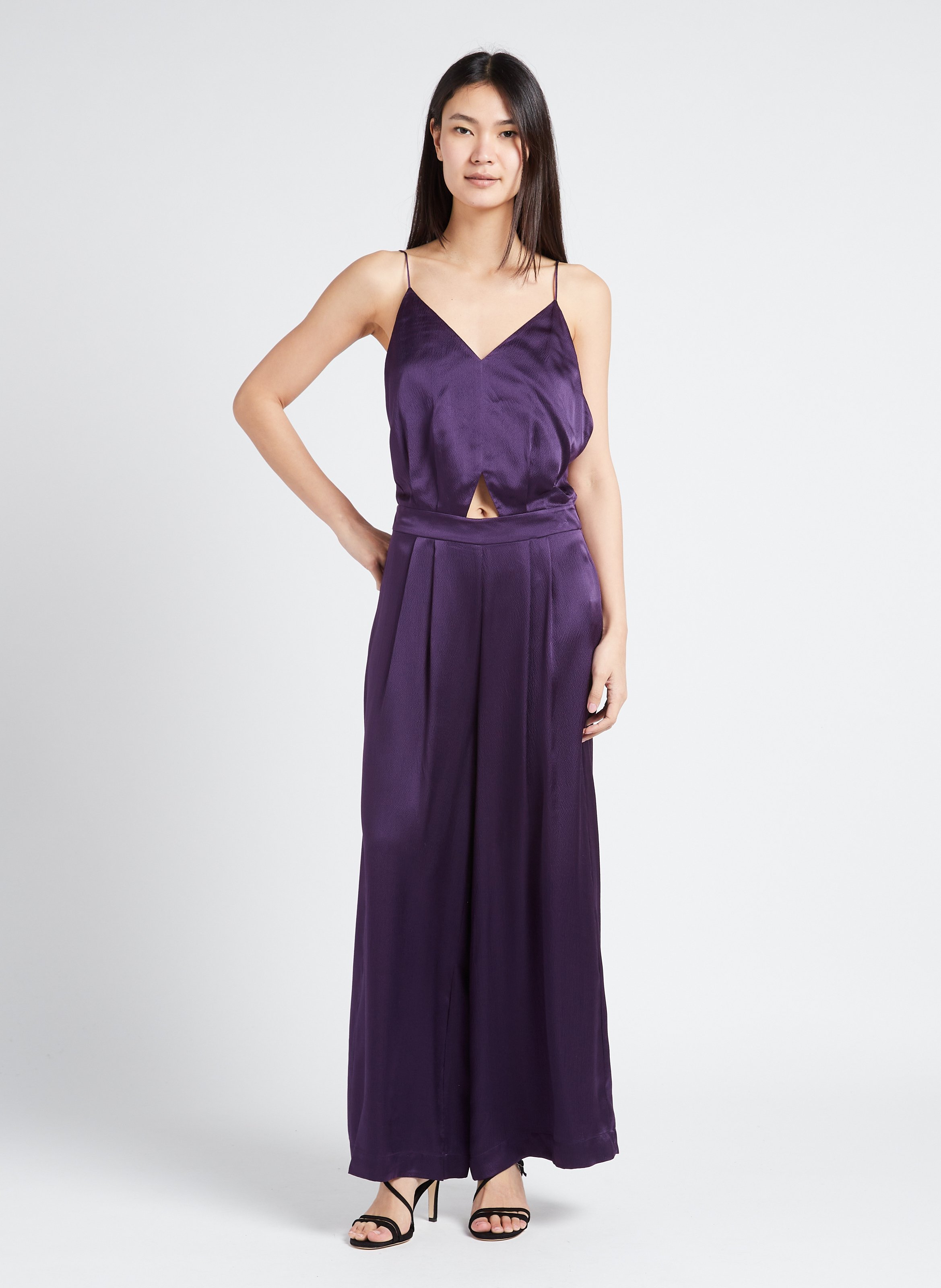 Combinaison à bretelles en soie KARMA KOMA Violet