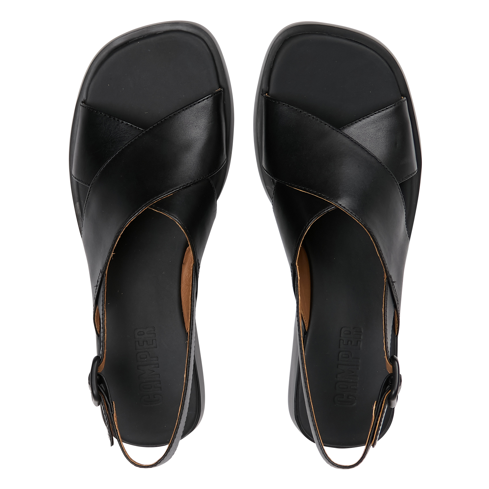Sandales plates en cuir CAMPER Noir