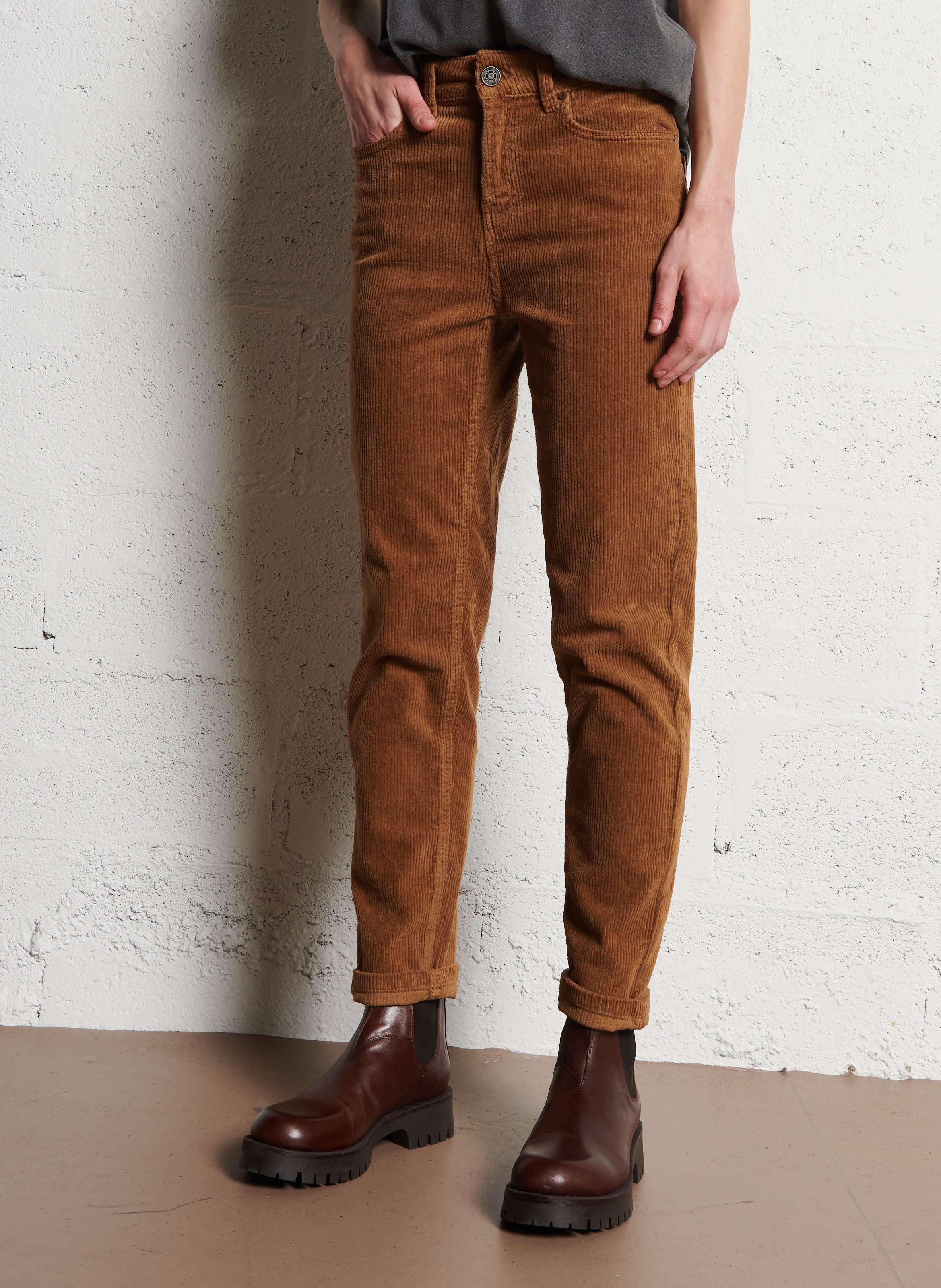 Pantalon droit velours côtelé en coton stretch  SUD EXPRESS