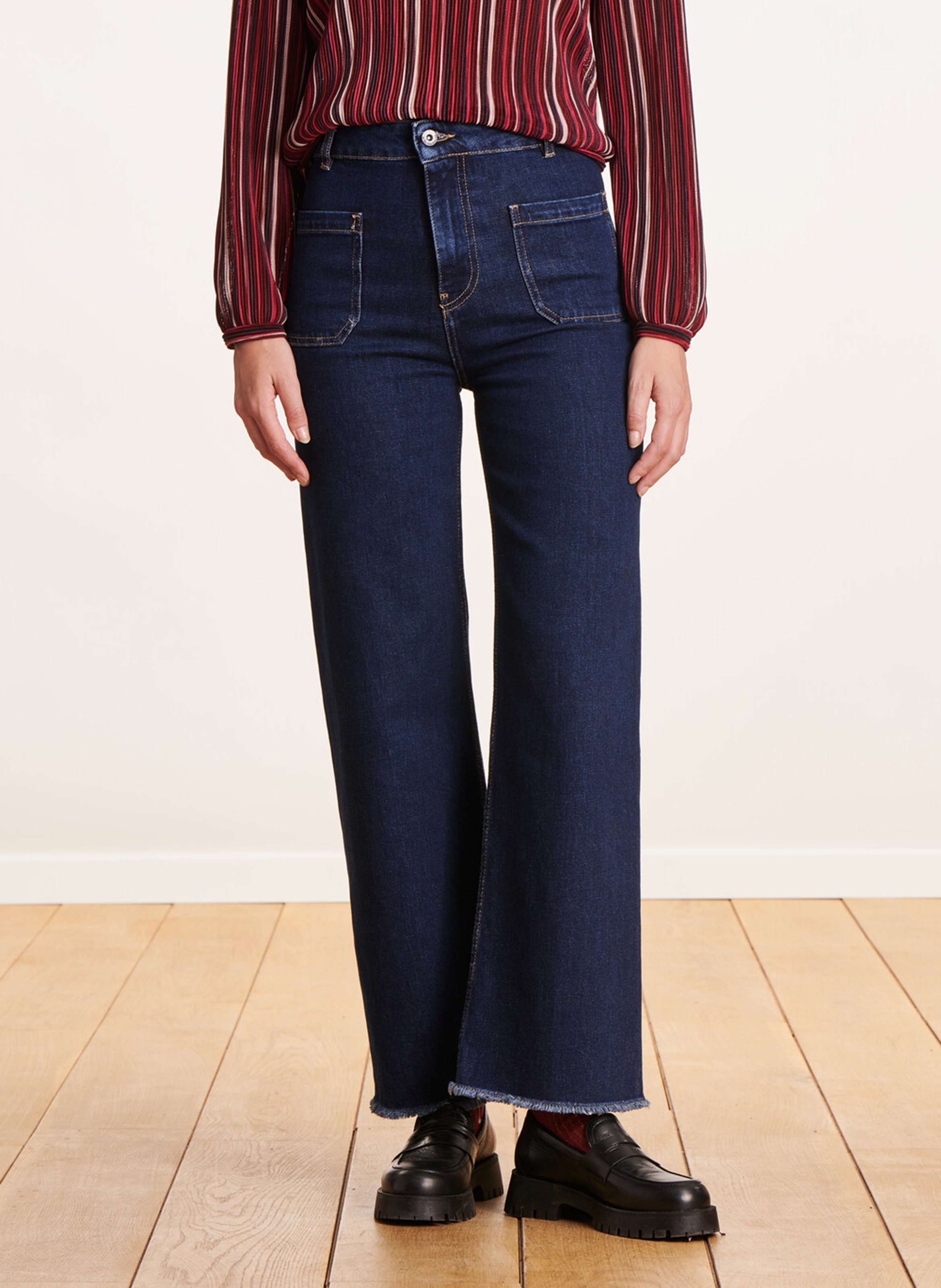 Straight Cut Taillenjeans aus Bio-Baumwoll-Mix LA FEE MARABOUTEE