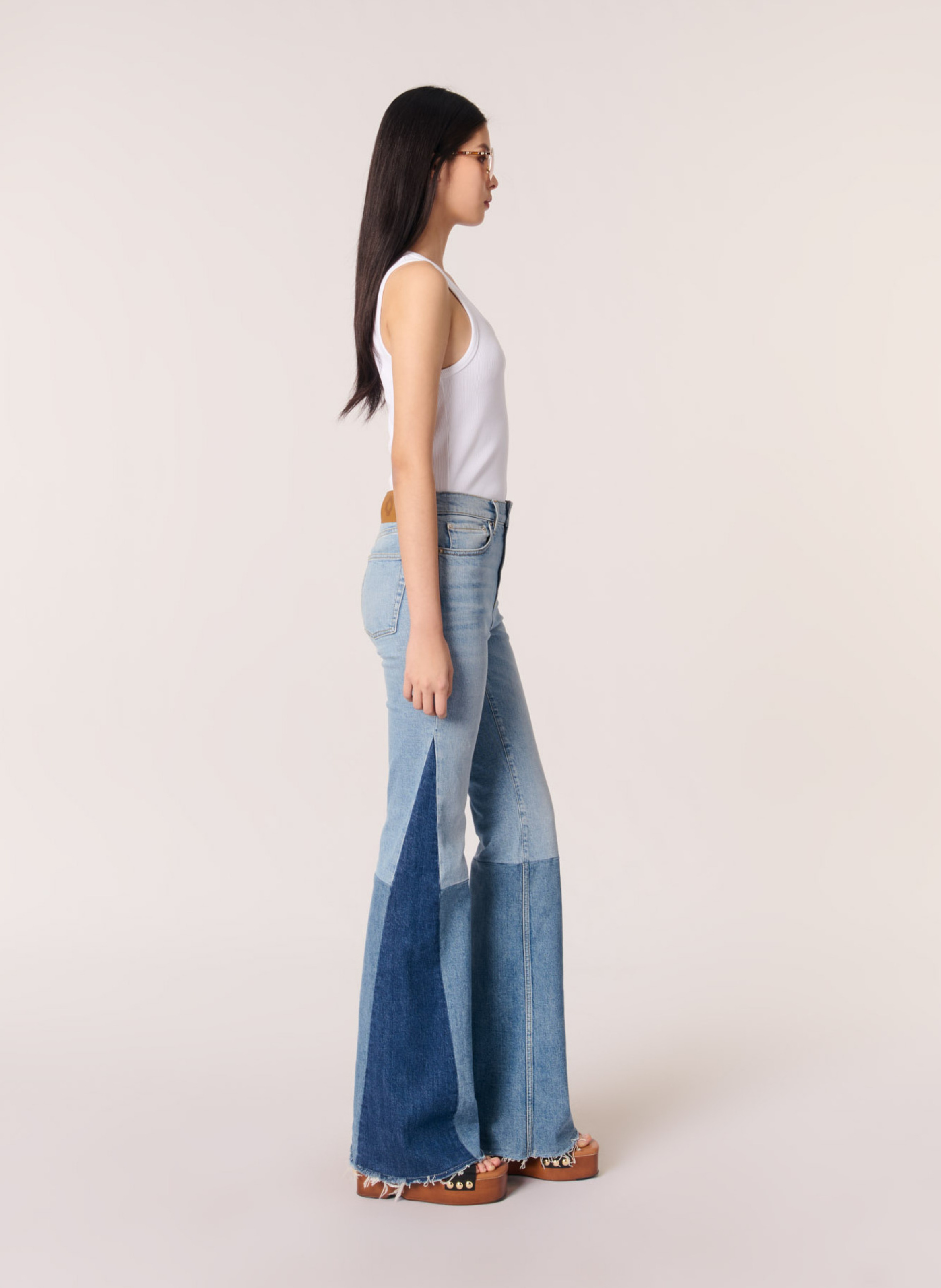 Straight-fit jeans met patchwork MAJE Blauw
