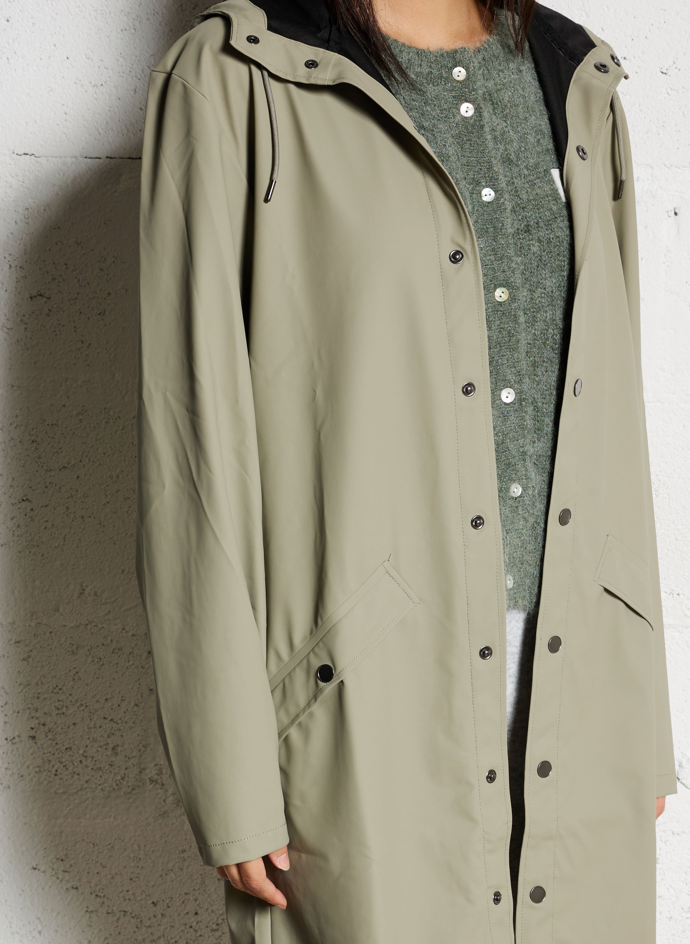 High-neck hooded parka RAINS Green