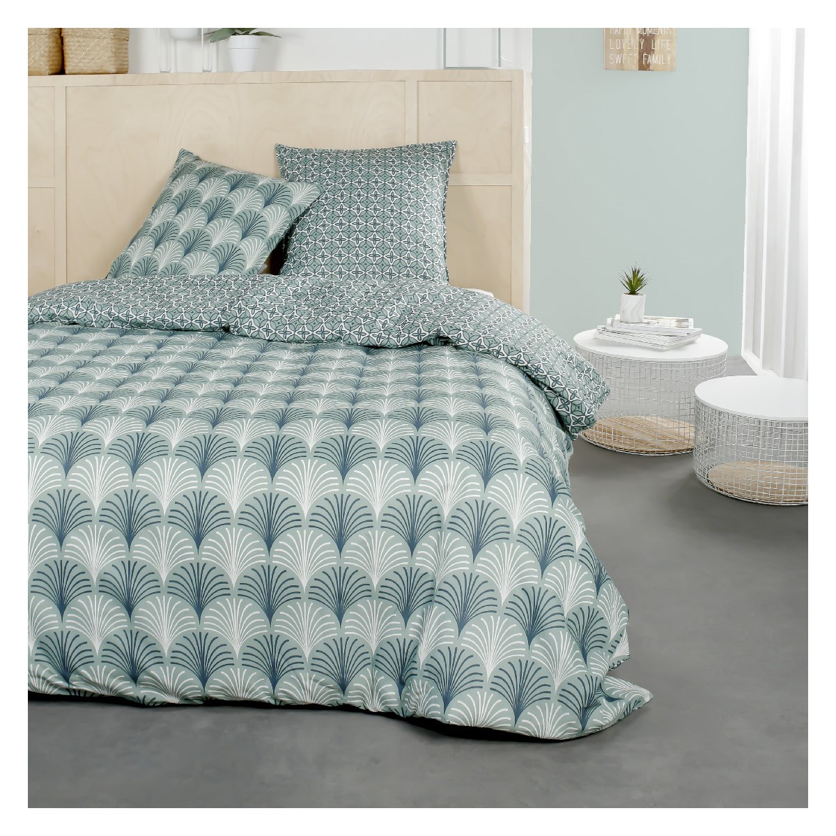 Printed cotton bedding set TODAY LINGE DE MAISON Blue